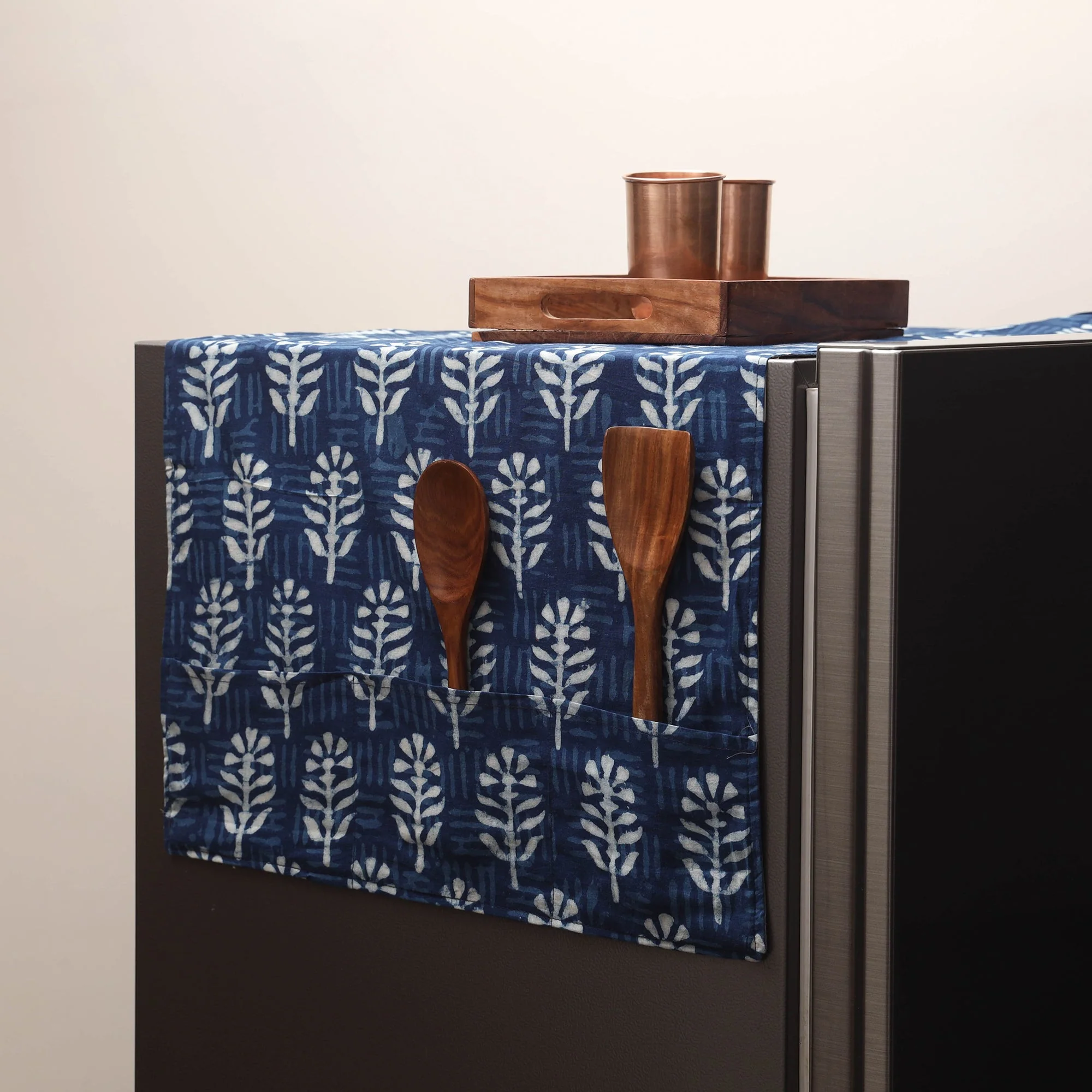 Blue - Handmade Fridge Top Cover with Multiple Pockets 146