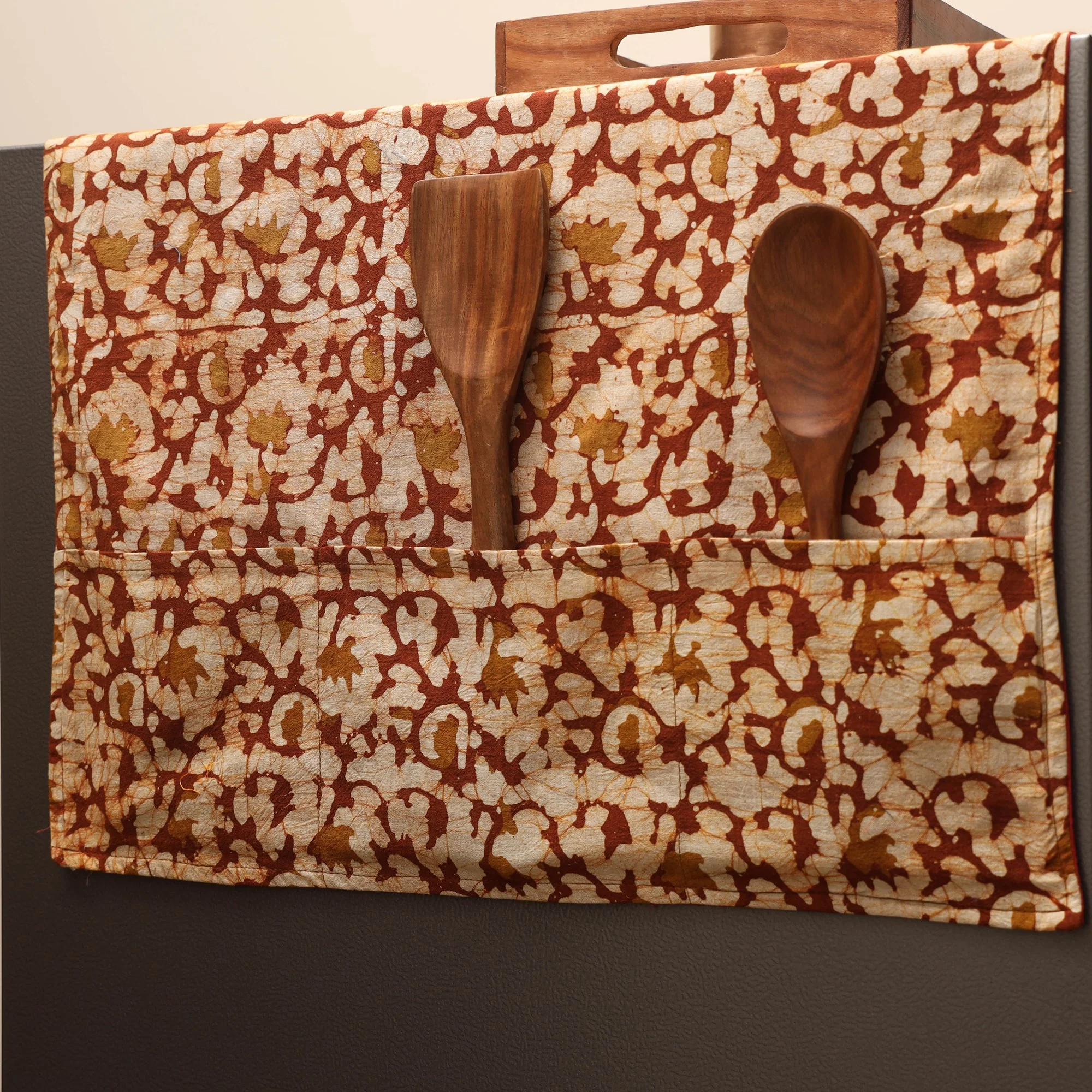 Beige - Handmade Fridge Top Cover with Multiple Pockets 15 - Image 2