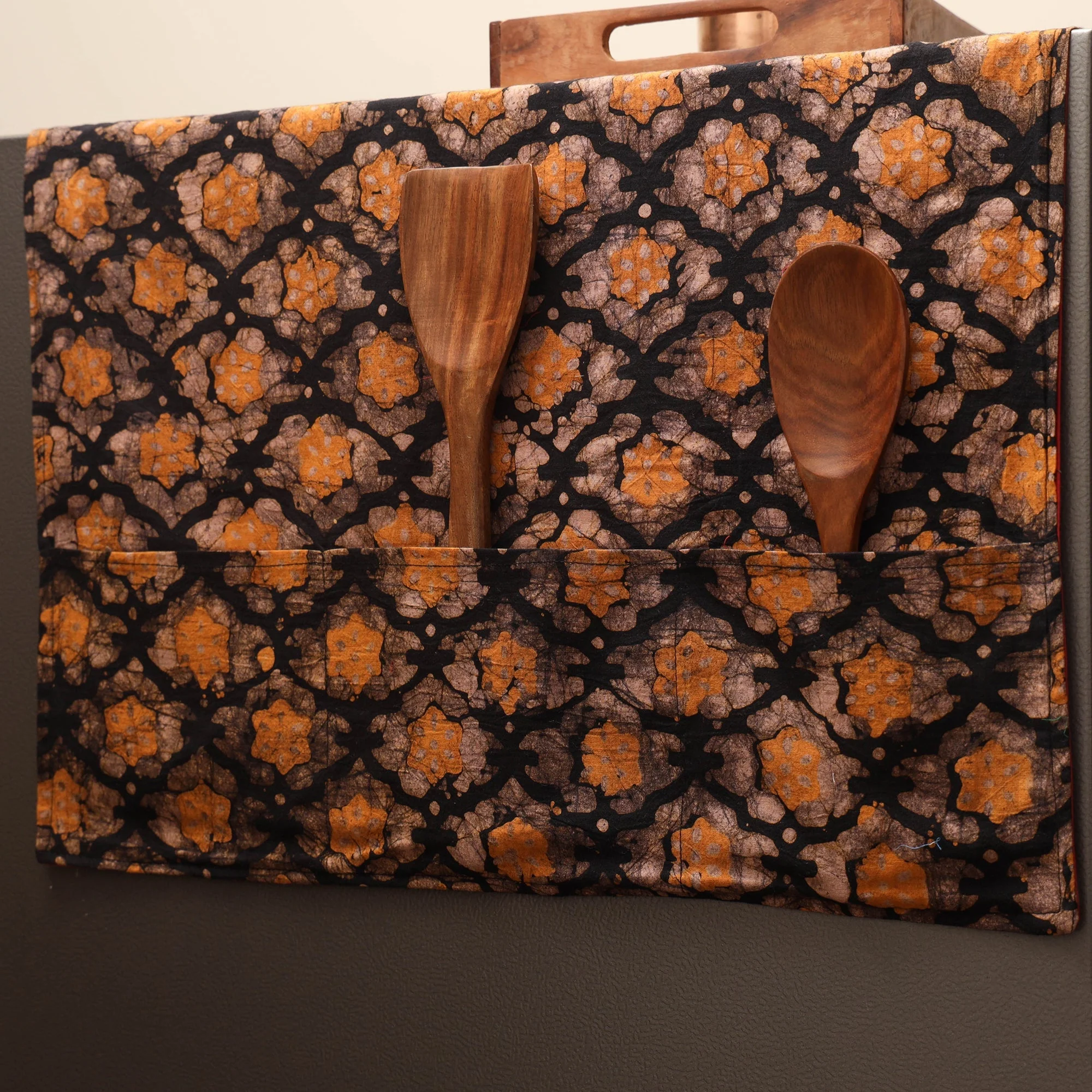 Orange - Handmade Fridge Top Cover with Multiple Pockets 16 - Image 2