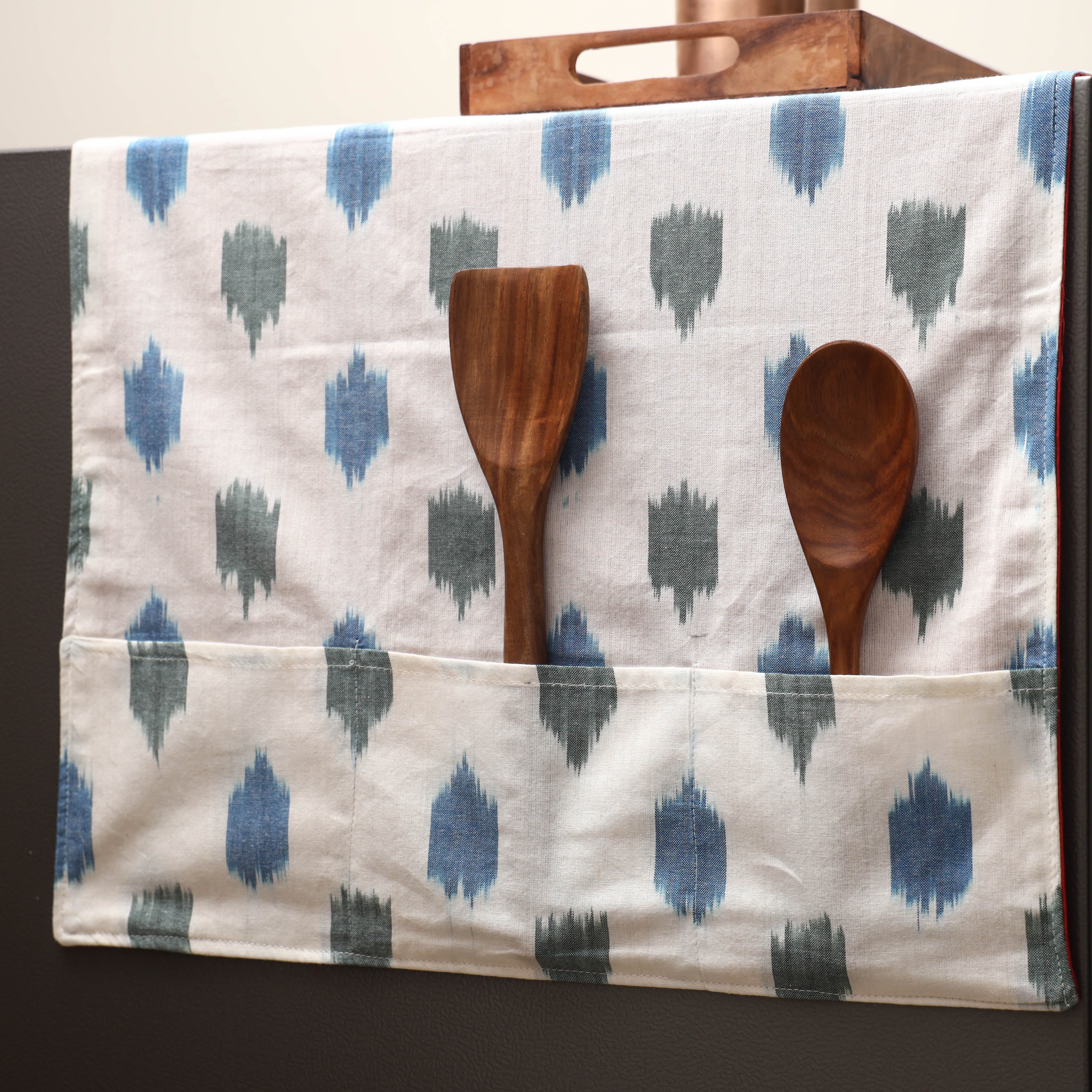 White - Handmade Fridge Top Cover with Multiple Pockets 16 - Image 2