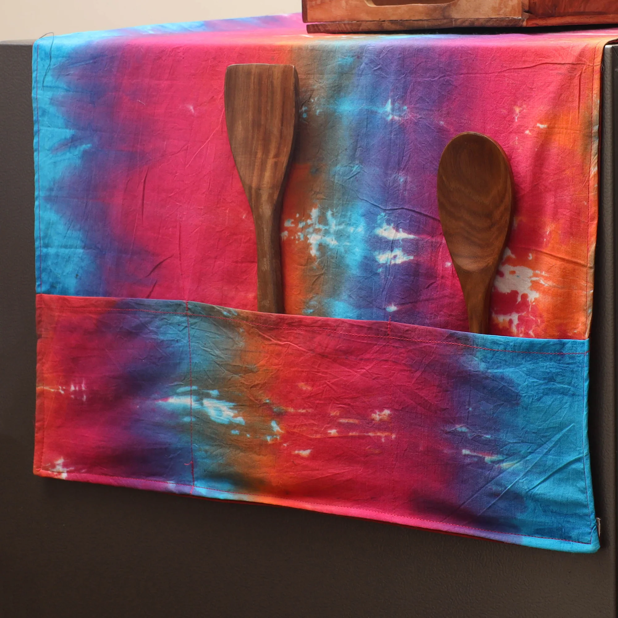 Multicolor - Handmade Fridge Top Cover with Multiple Pockets 16 - Image 2
