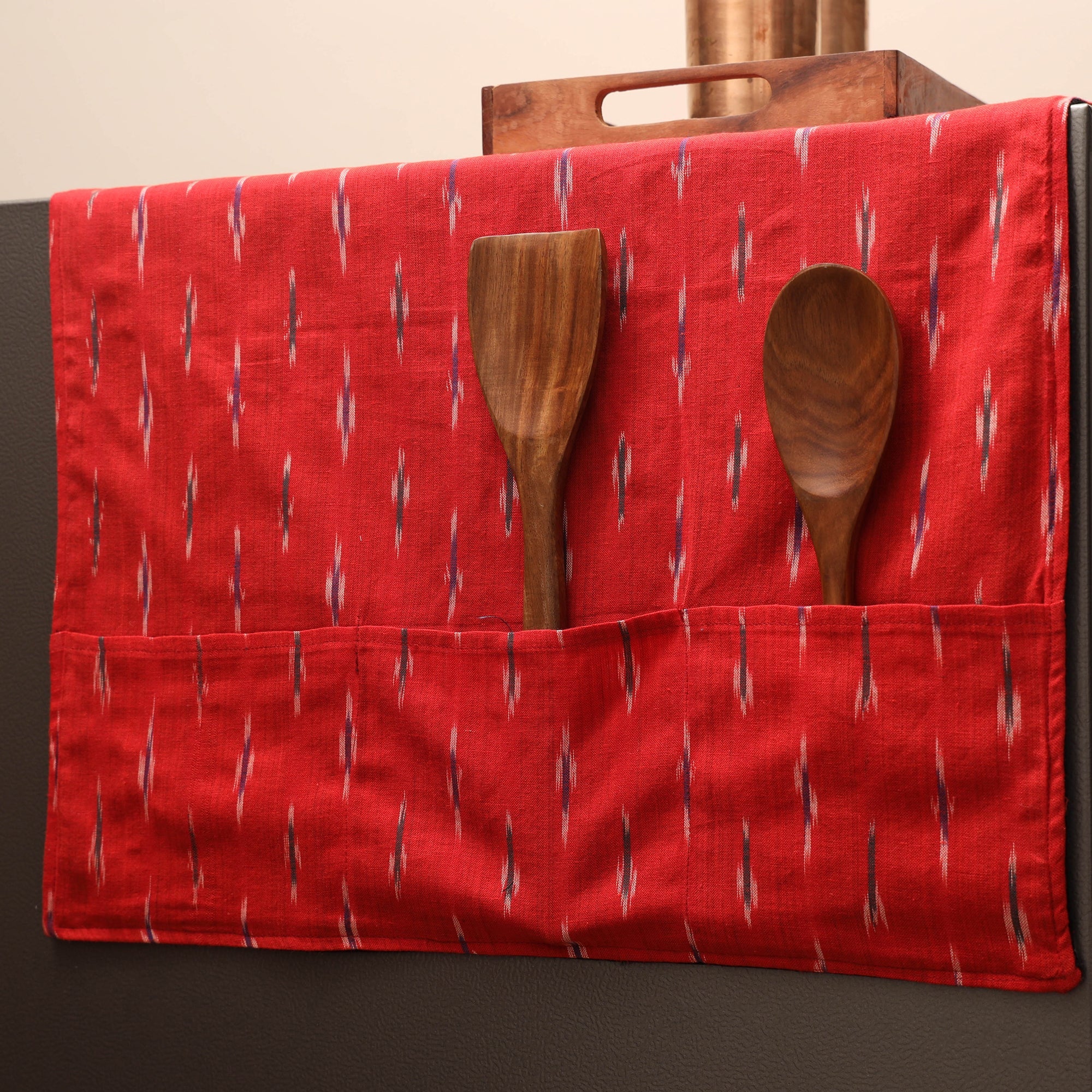 Red - Handmade Fridge Top Cover with Multiple Pockets 17 - Image 2
