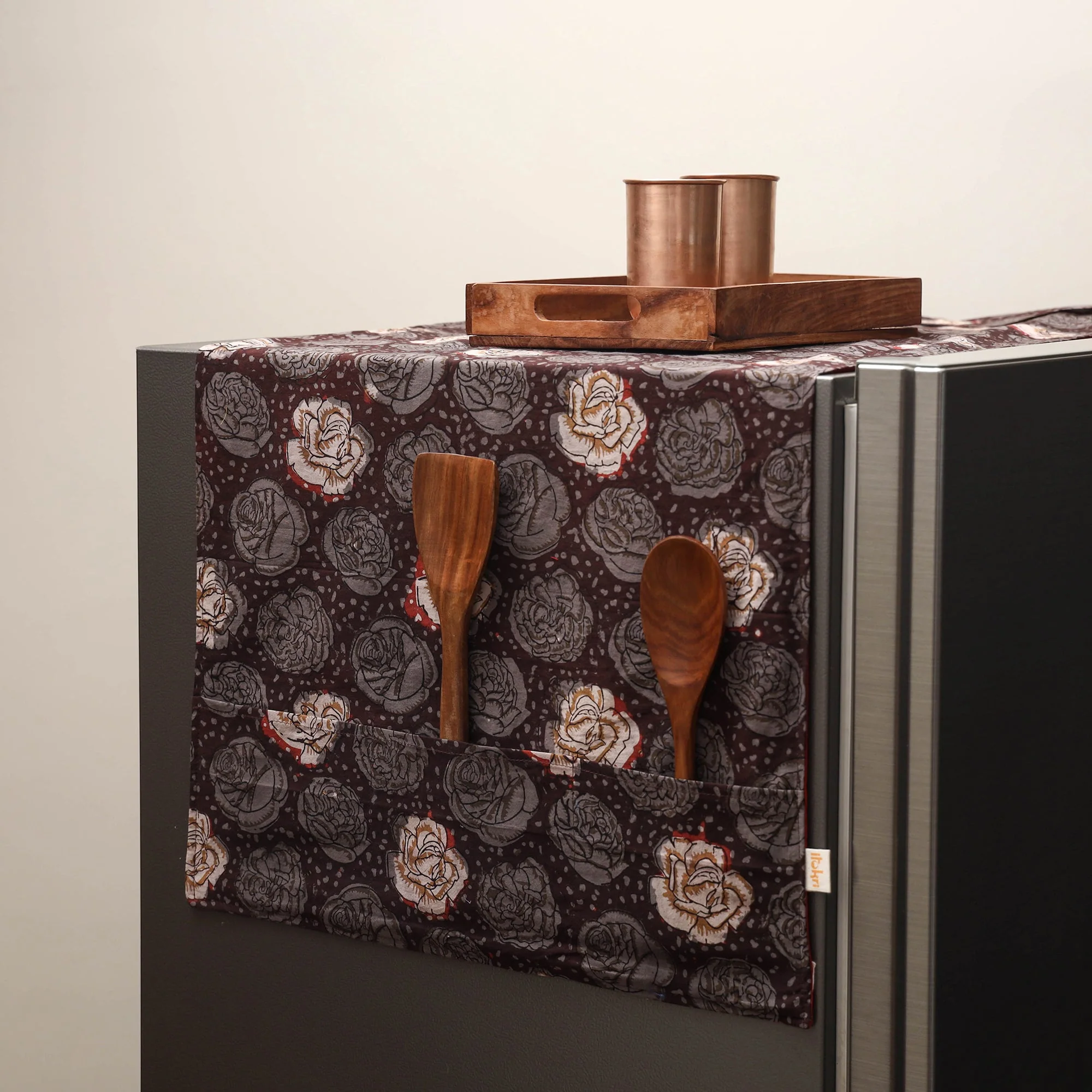 Brown - Handmade Fridge Top Cover with Multiple Pockets 18