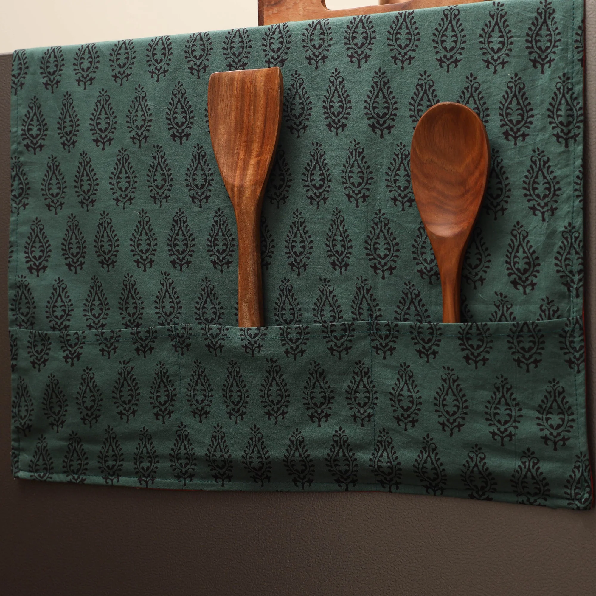 Green - Handmade Fridge Top Cover with Multiple Pockets 19 - Image 2