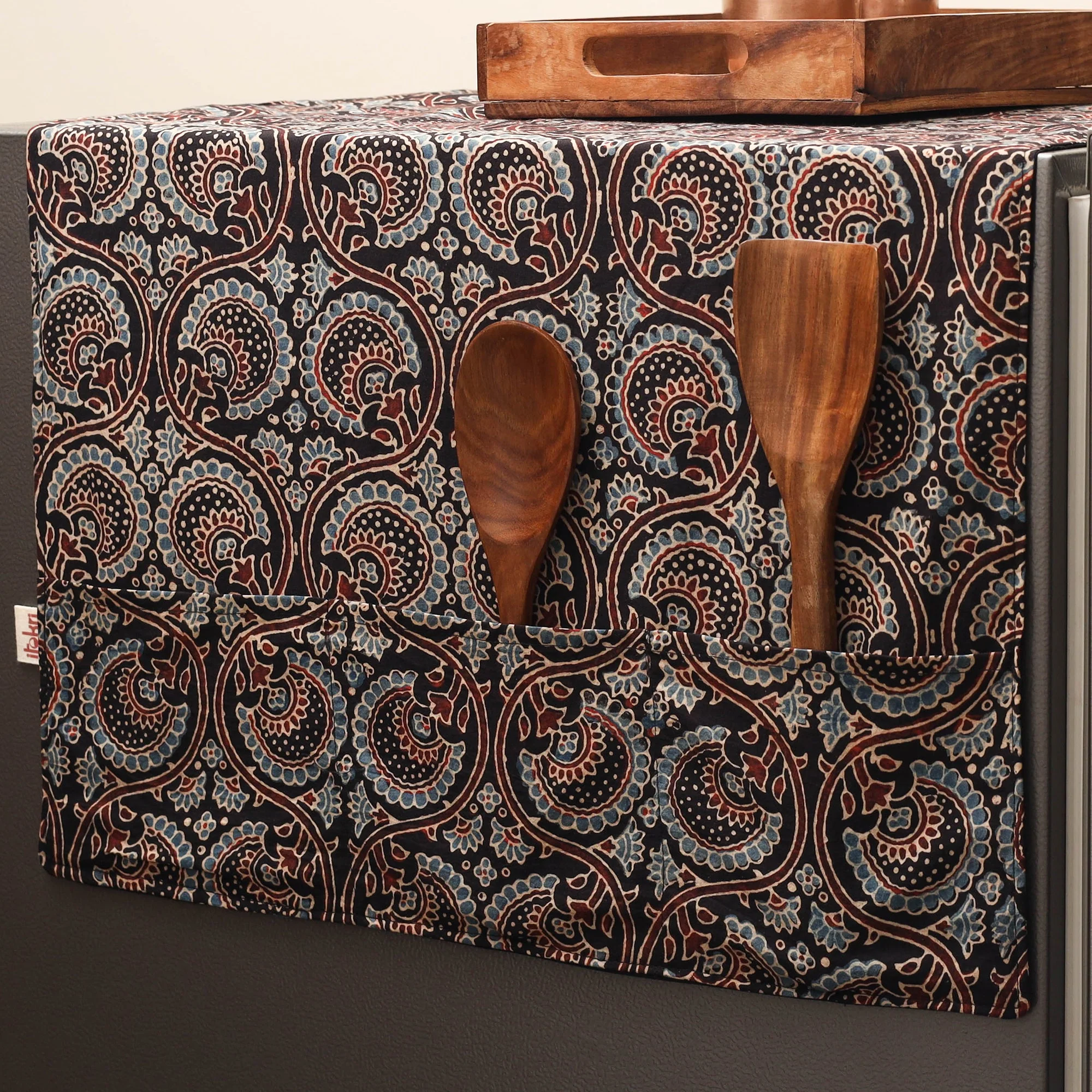 Black - Handmade Fridge Top Cover with Multiple Pockets 24 - Image 2