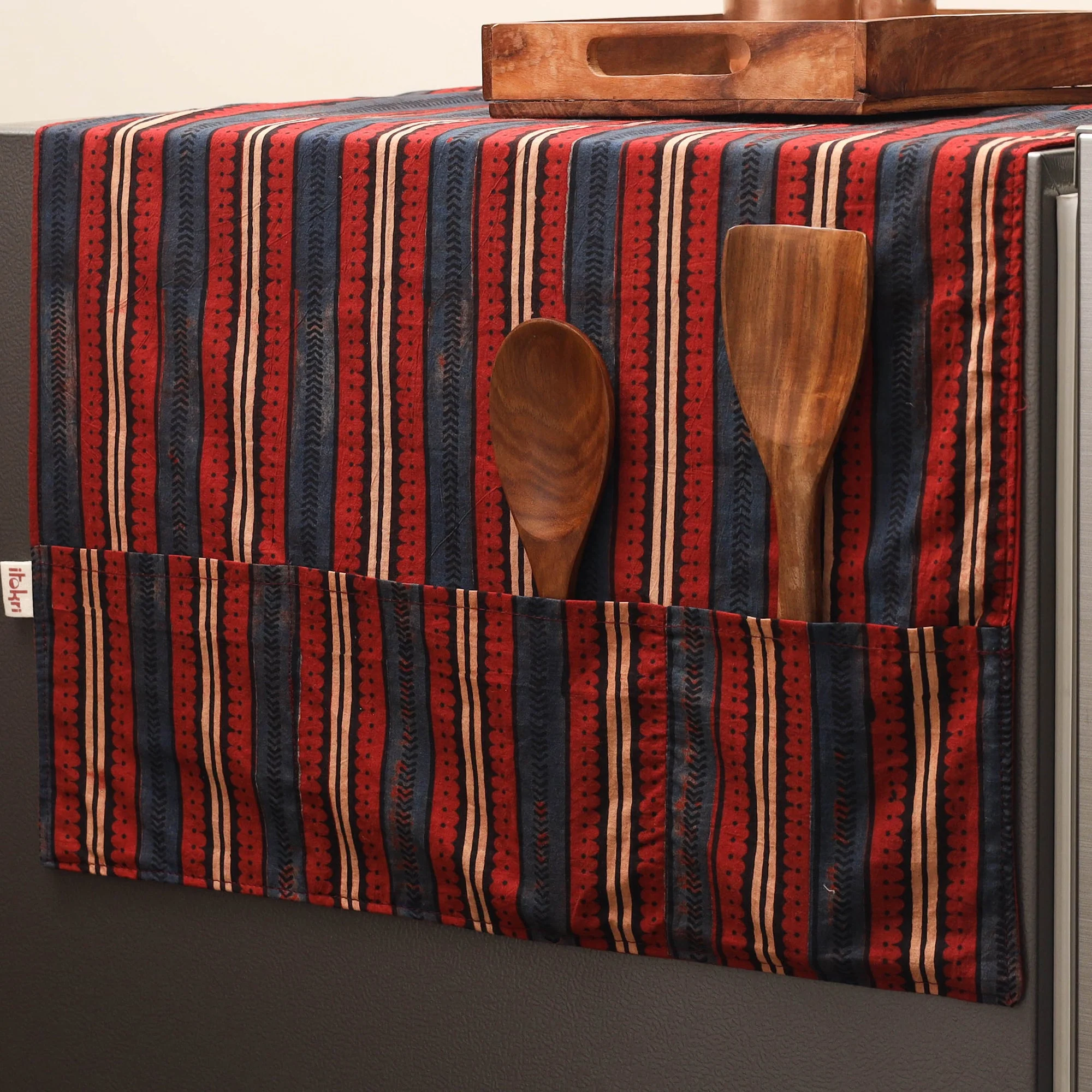 Multicolor - Handmade Fridge Top Cover with Multiple Pockets 25 - Image 2