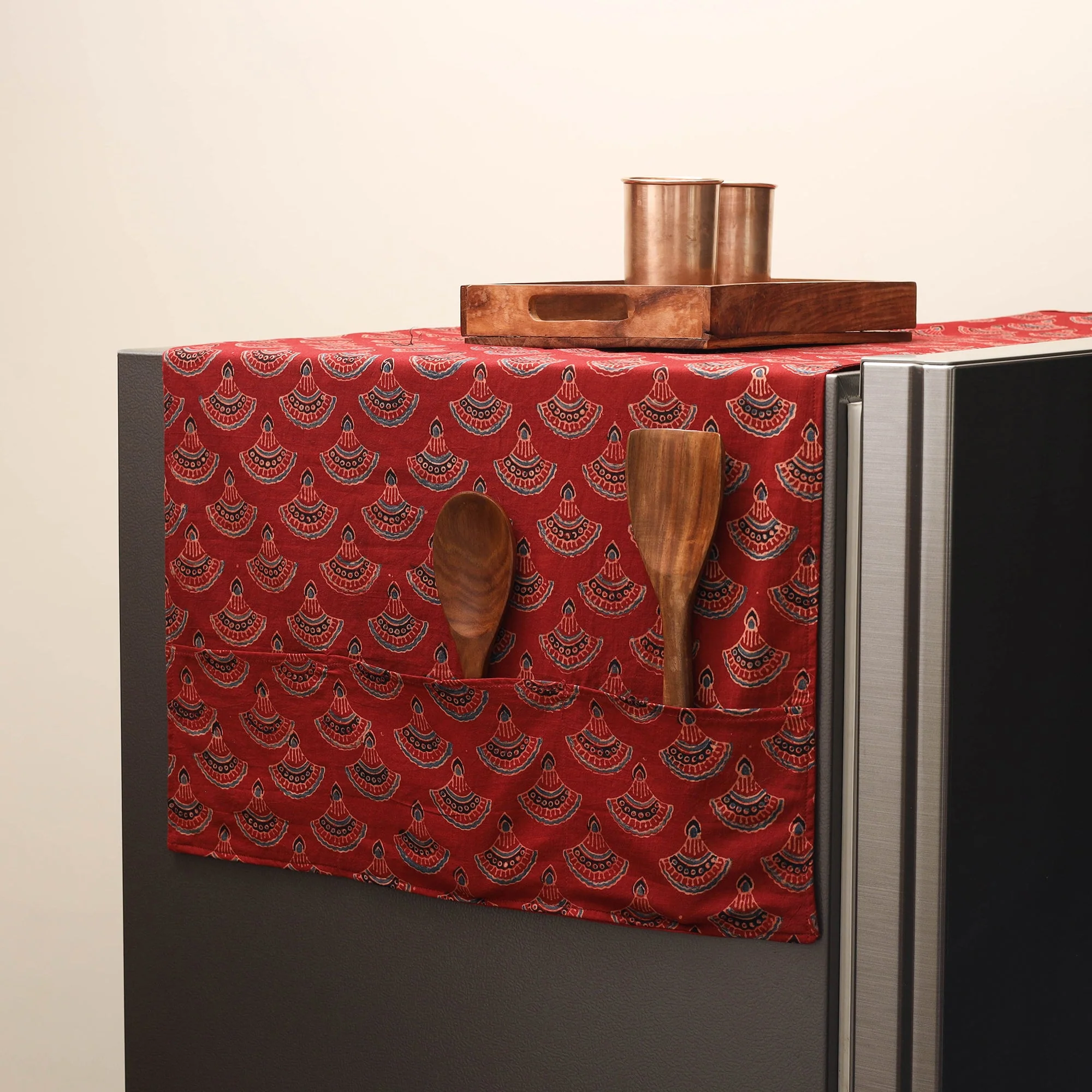 Red - Handmade Fridge Top Cover with Multiple Pockets 26
