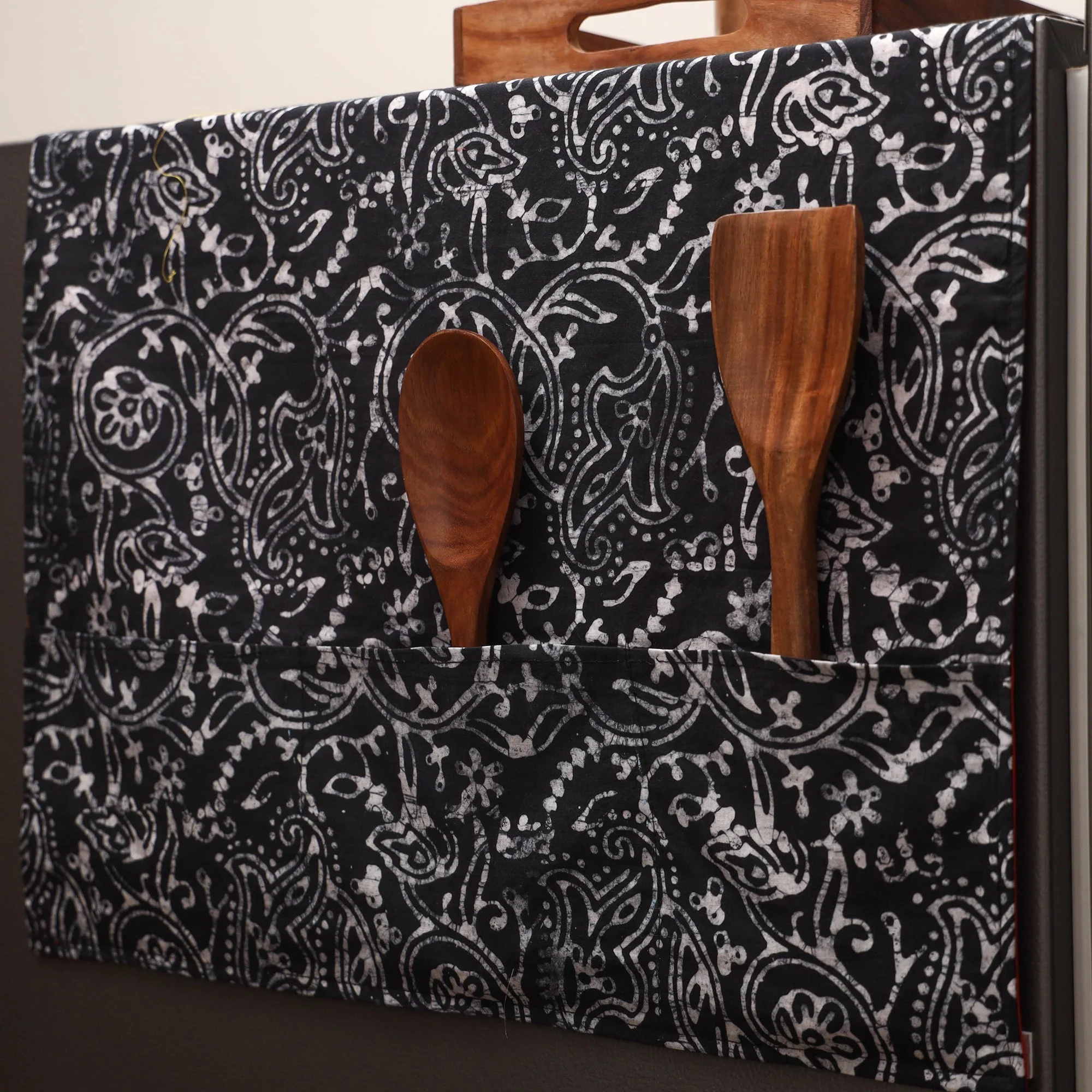 Black - Handmade Fridge Top Cover with Multiple Pockets 27 - Image 2