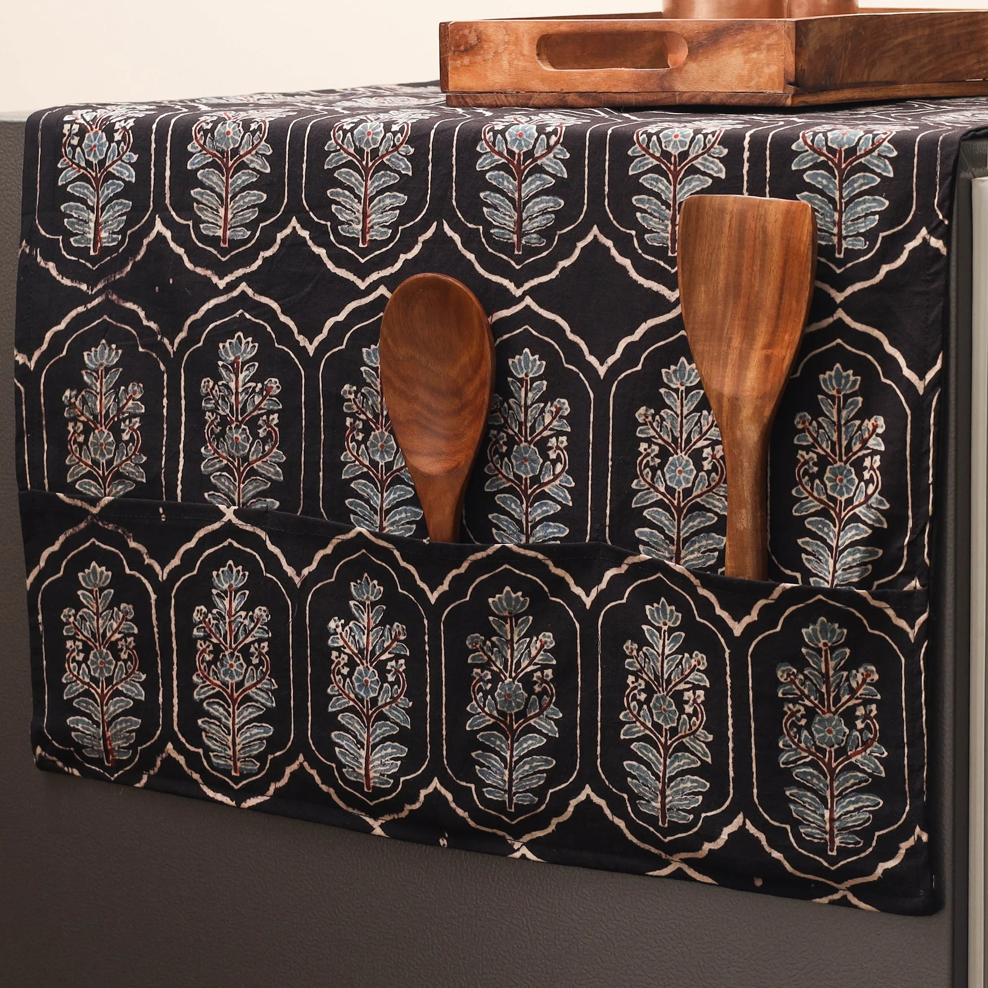 Black - Handmade Fridge Top Cover with Multiple Pockets 29 - Image 2