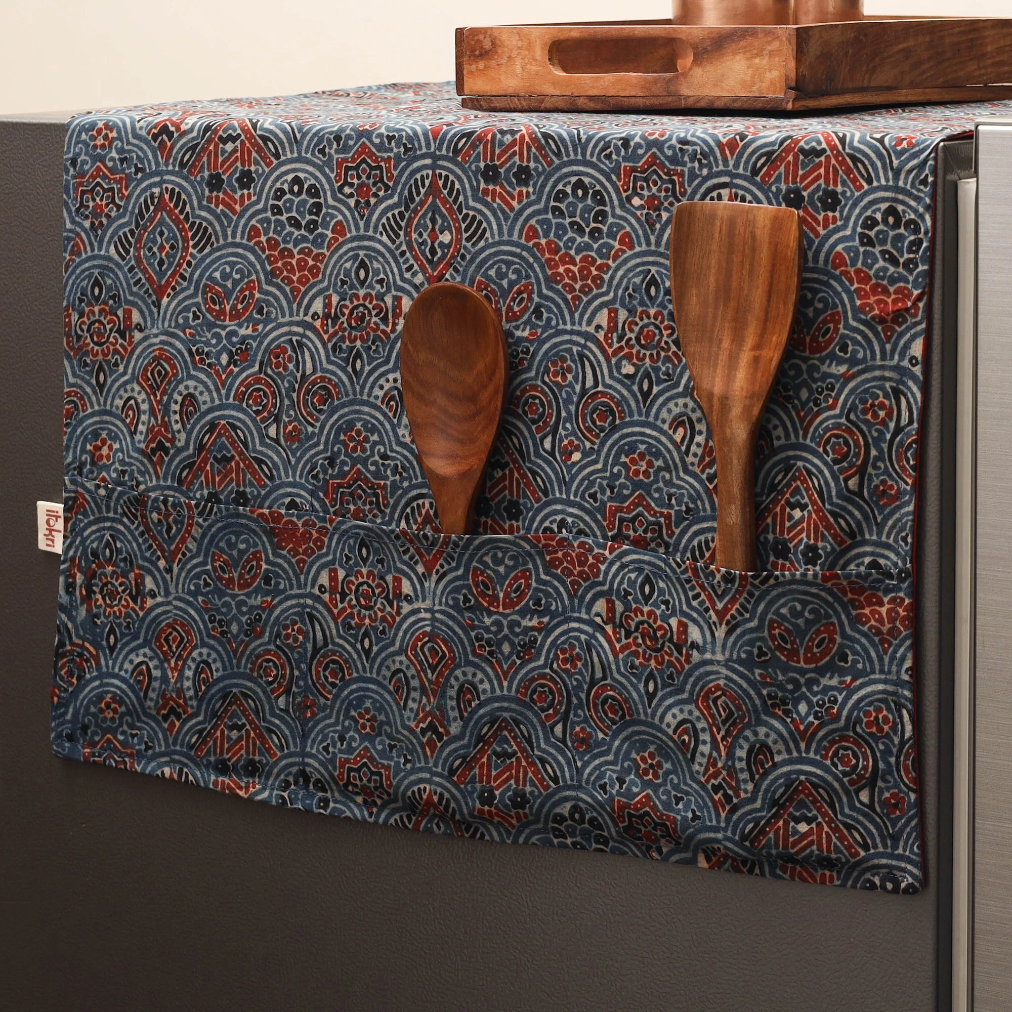 Blue - Handmade Fridge Top Cover with Multiple Pockets 30 - Image 2