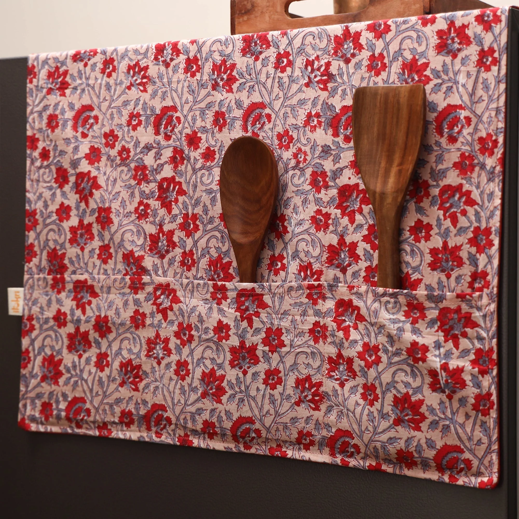 Pink - Handmade Fridge Top Cover with Multiple Pockets 32 - Image 2