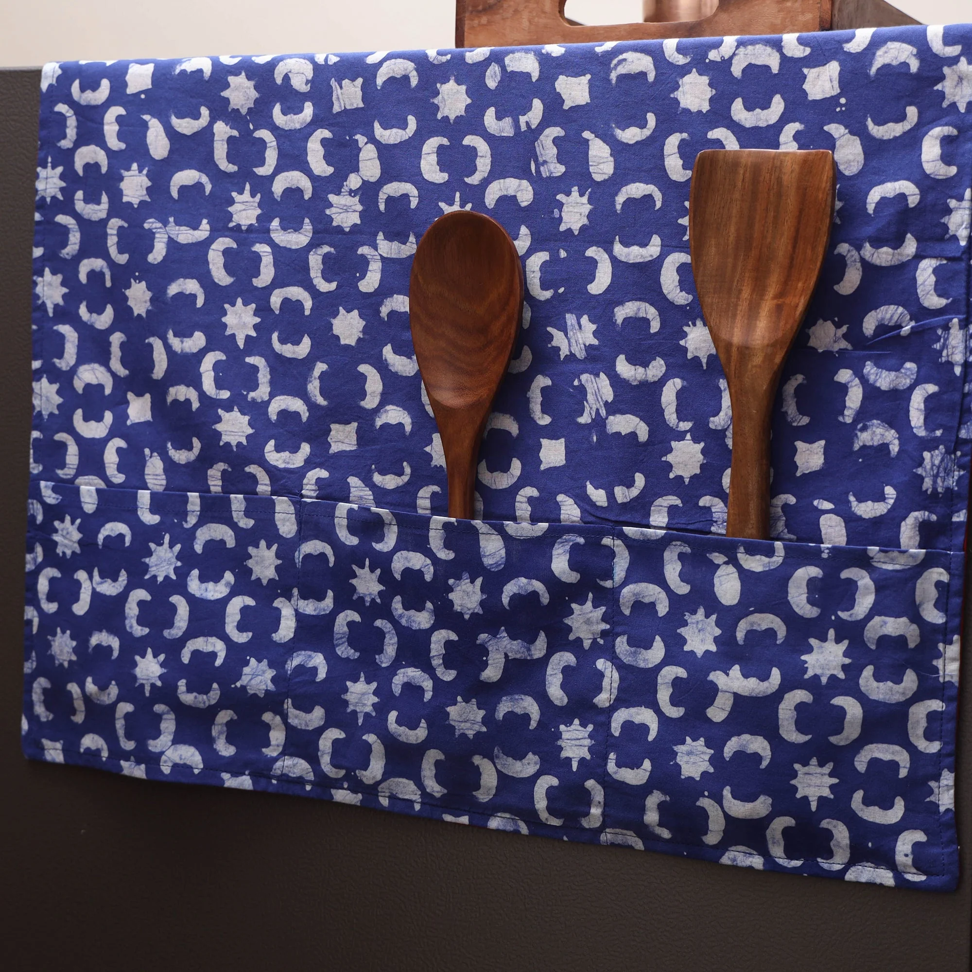 Blue - Handmade Fridge Top Cover with Multiple Pockets 38 - Image 2