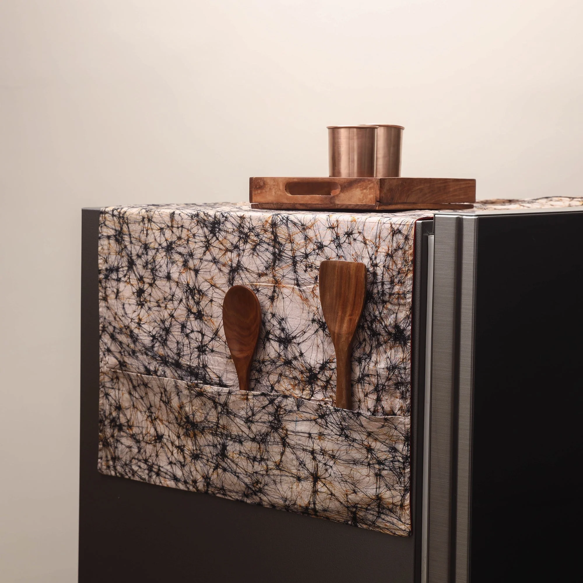 Brown - Handmade Fridge Top Cover with Multiple Pockets 41