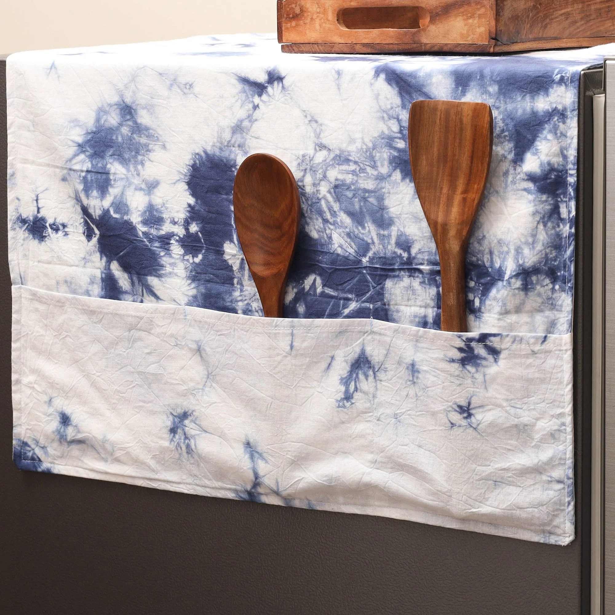 White - Handmade Fridge Top Cover with Multiple Pockets 46 - Image 2
