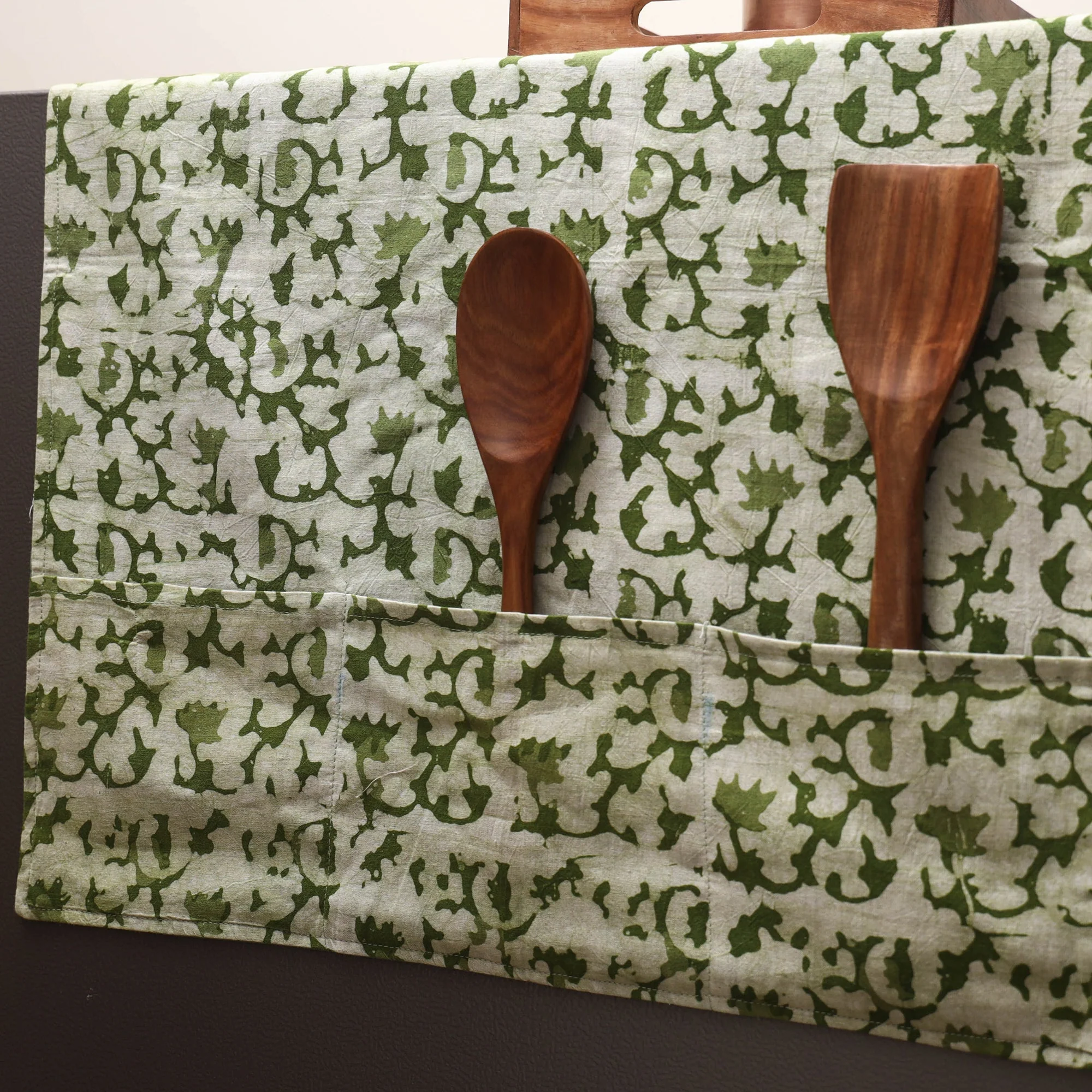 Green - Handmade Fridge Top Cover with Multiple Pockets 56 - Image 2