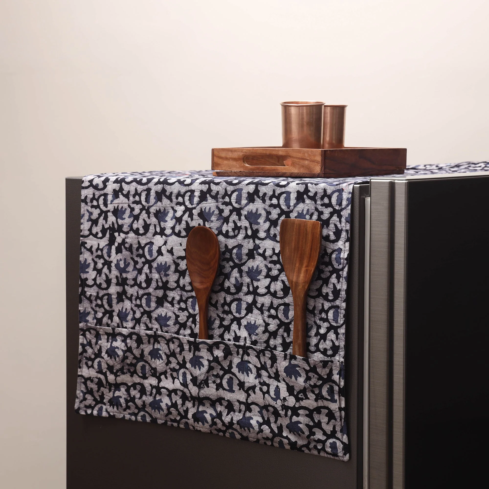 Black - Handmade Fridge Top Cover with Multiple Pockets 60