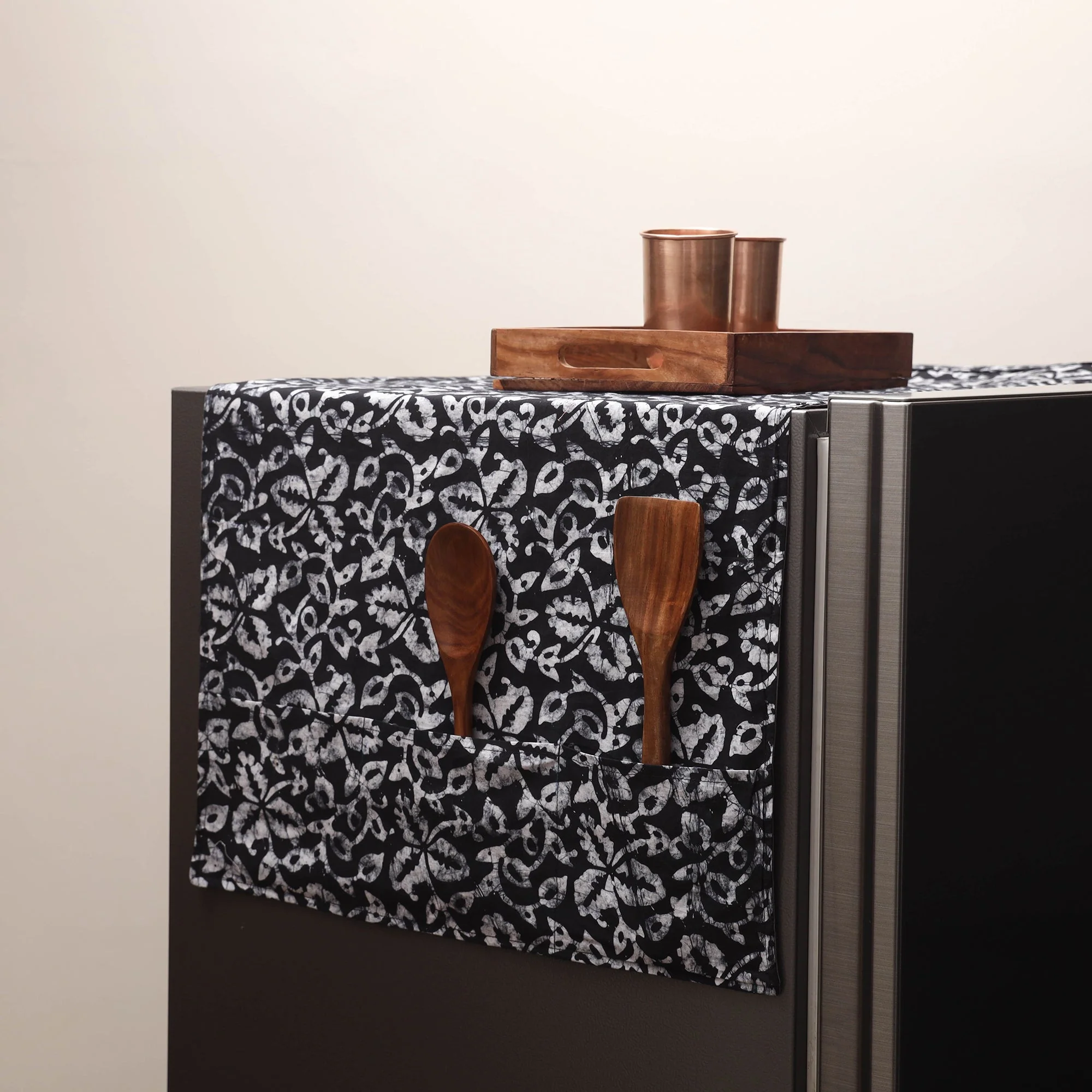 Black - Handmade Fridge Top Cover with Multiple Pockets 66