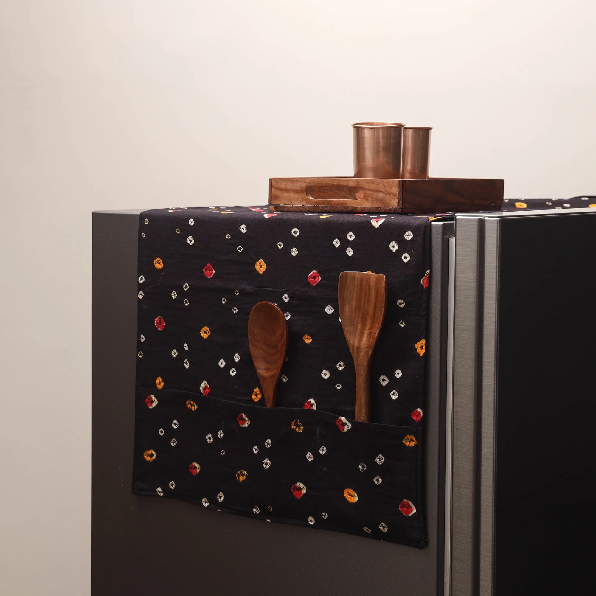 Black - Handmade Fridge Top Cover with Multiple Pockets 69