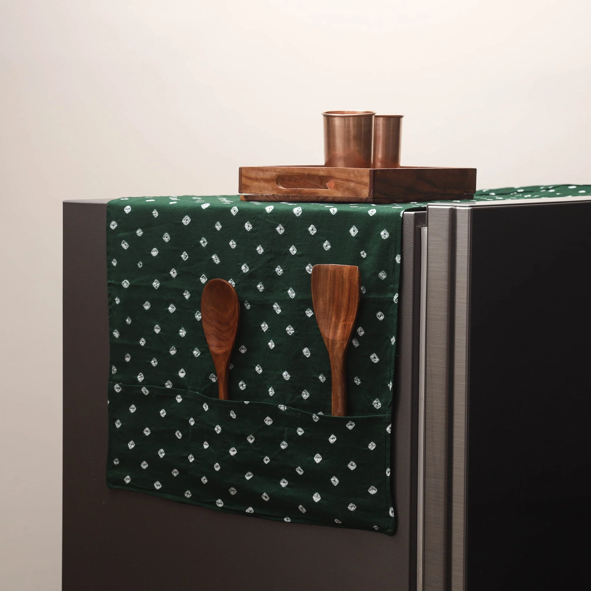 Green - Handmade Fridge Top Cover with Multiple Pockets 88
