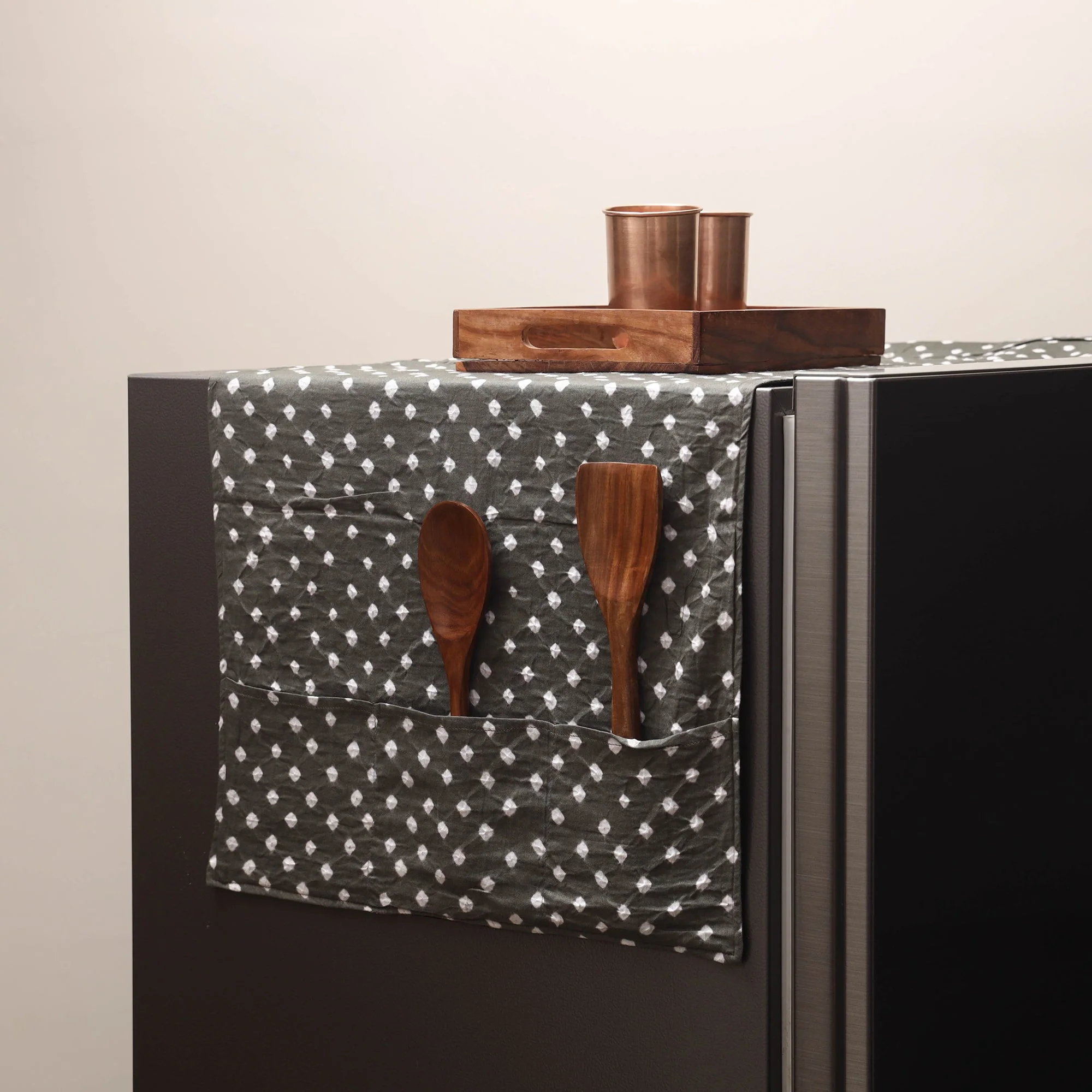 Grey - Handmade Fridge Top Cover with Multiple Pockets 94