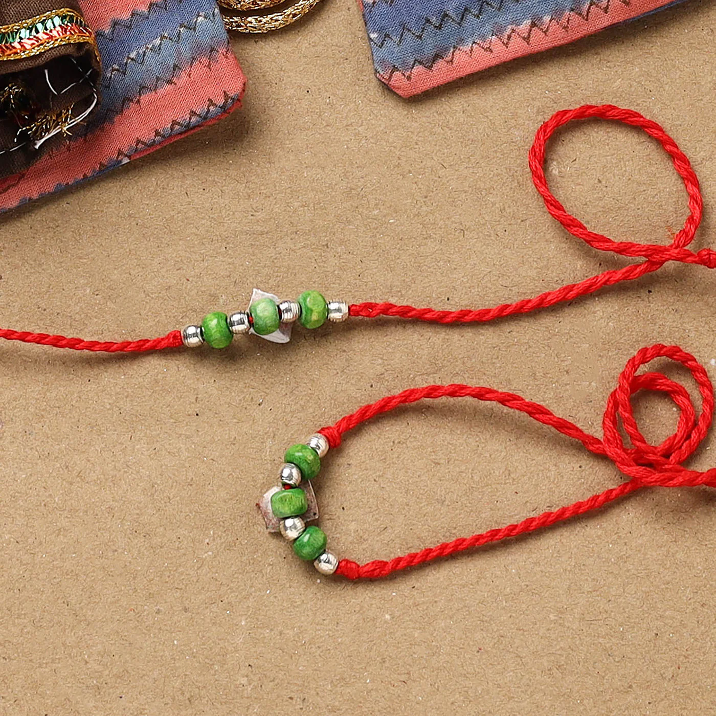 Handmade German Silver Beads Rakhi & Lumba Set 189 - Image 2