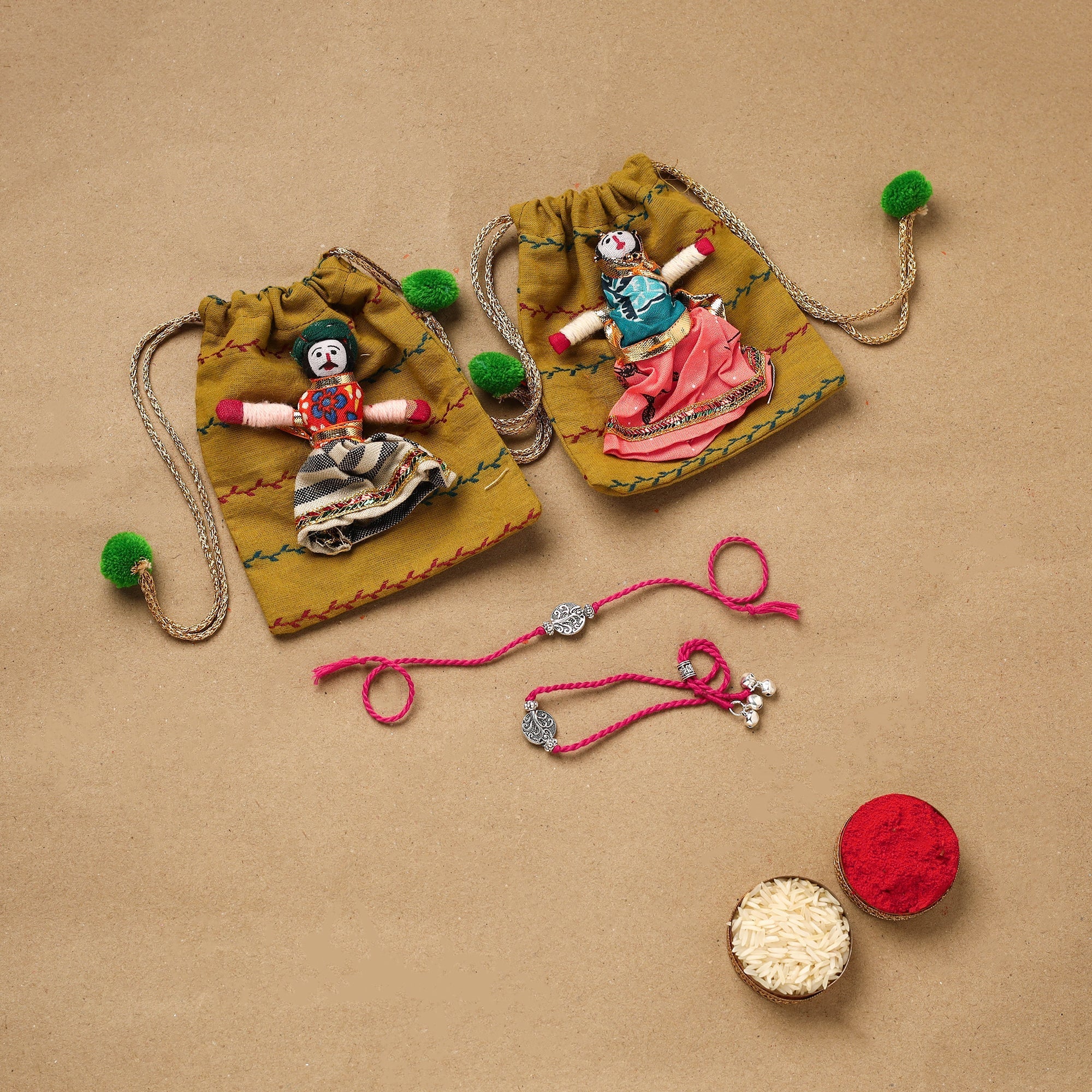 Handmade German Silver Rakhi & Lumba Set 203