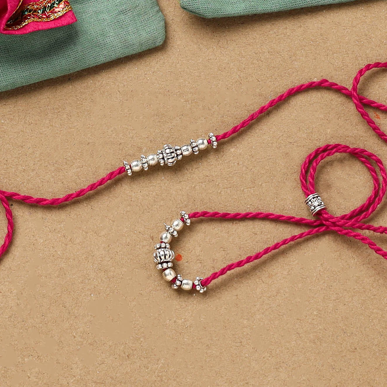 Handmade German Silver Rakhi & Lumba Set 215 - Image 2