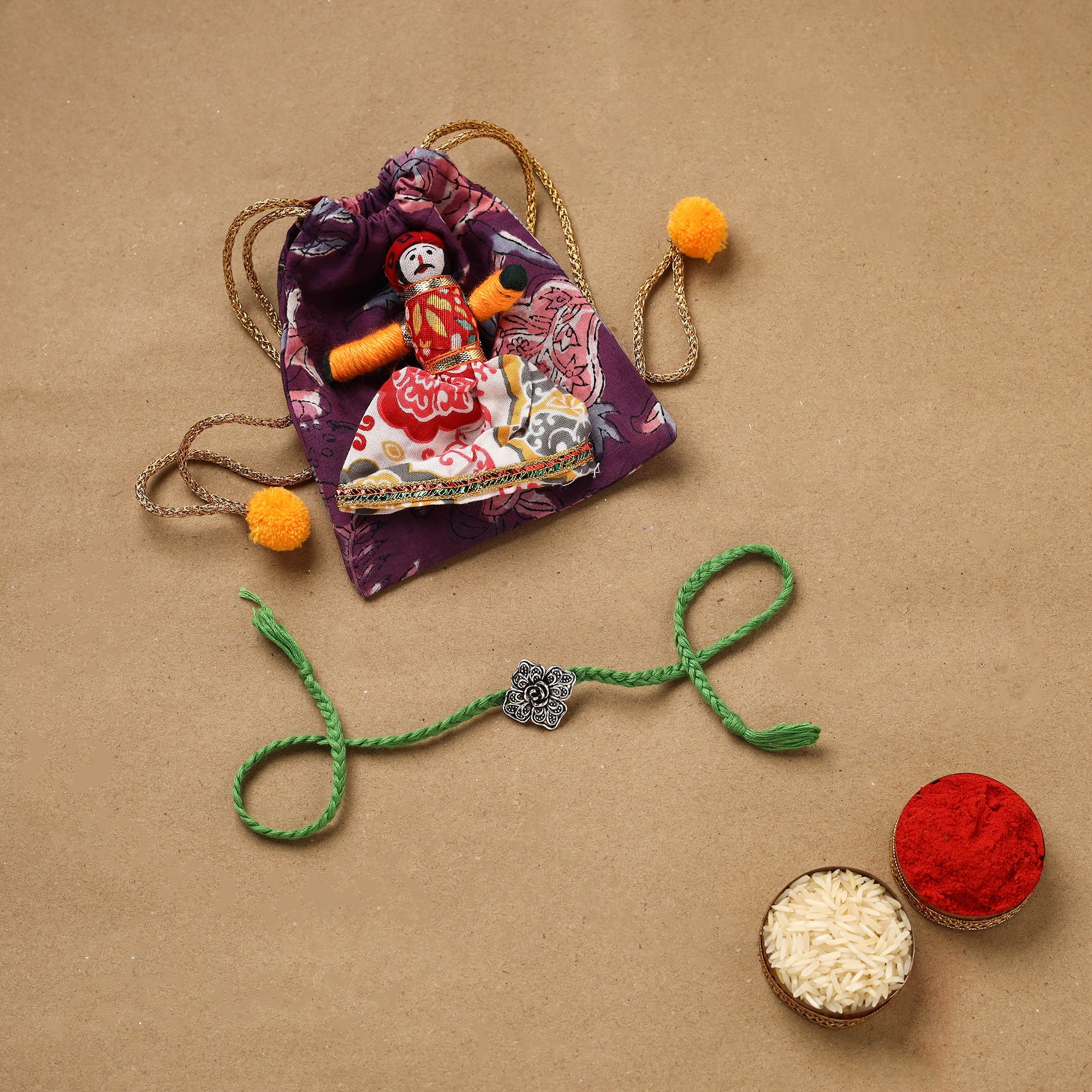 Flower - Handmade German Silver Rakhi 01