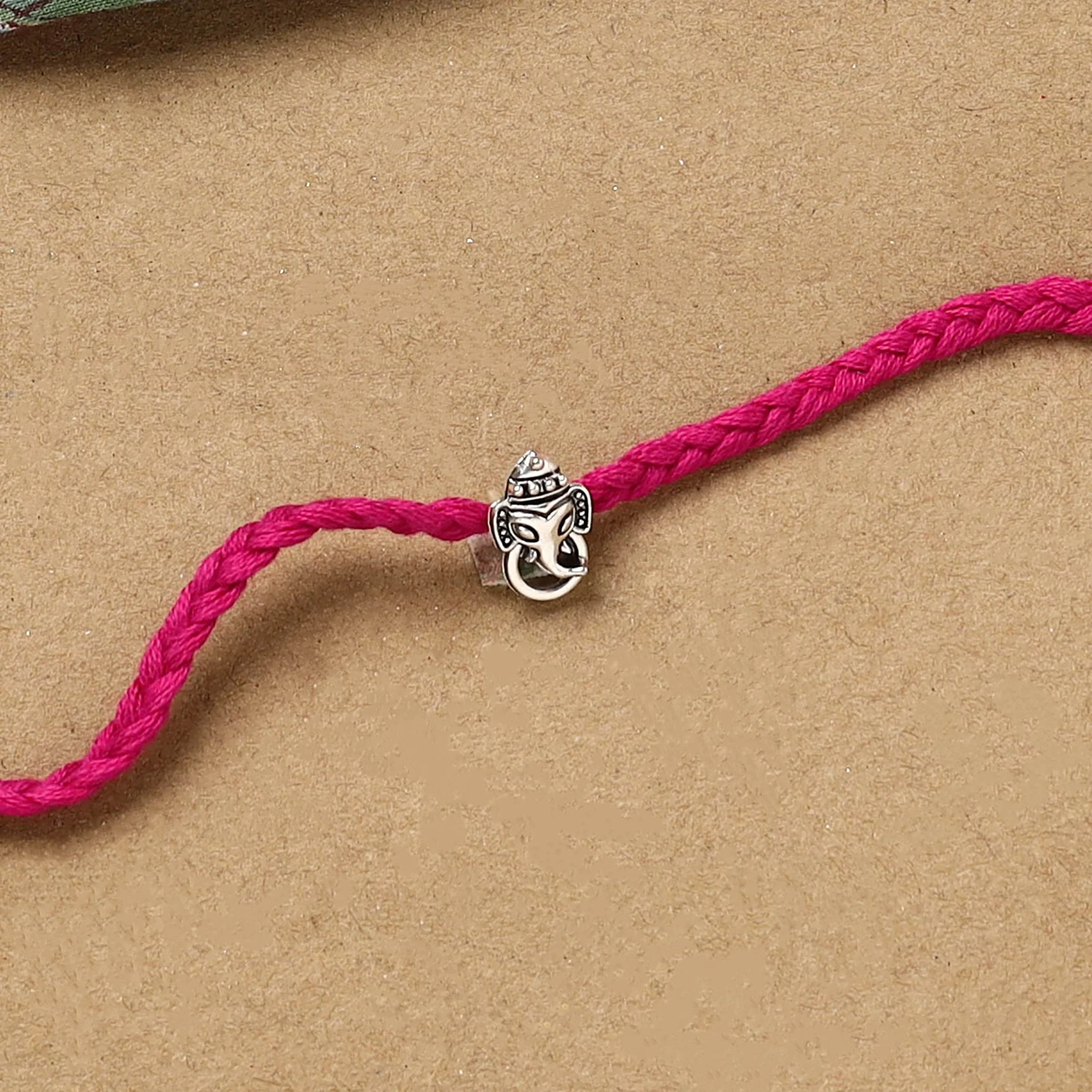 Ganesh Ji -  Handmade German Silver Rakhi 78 - Image 2