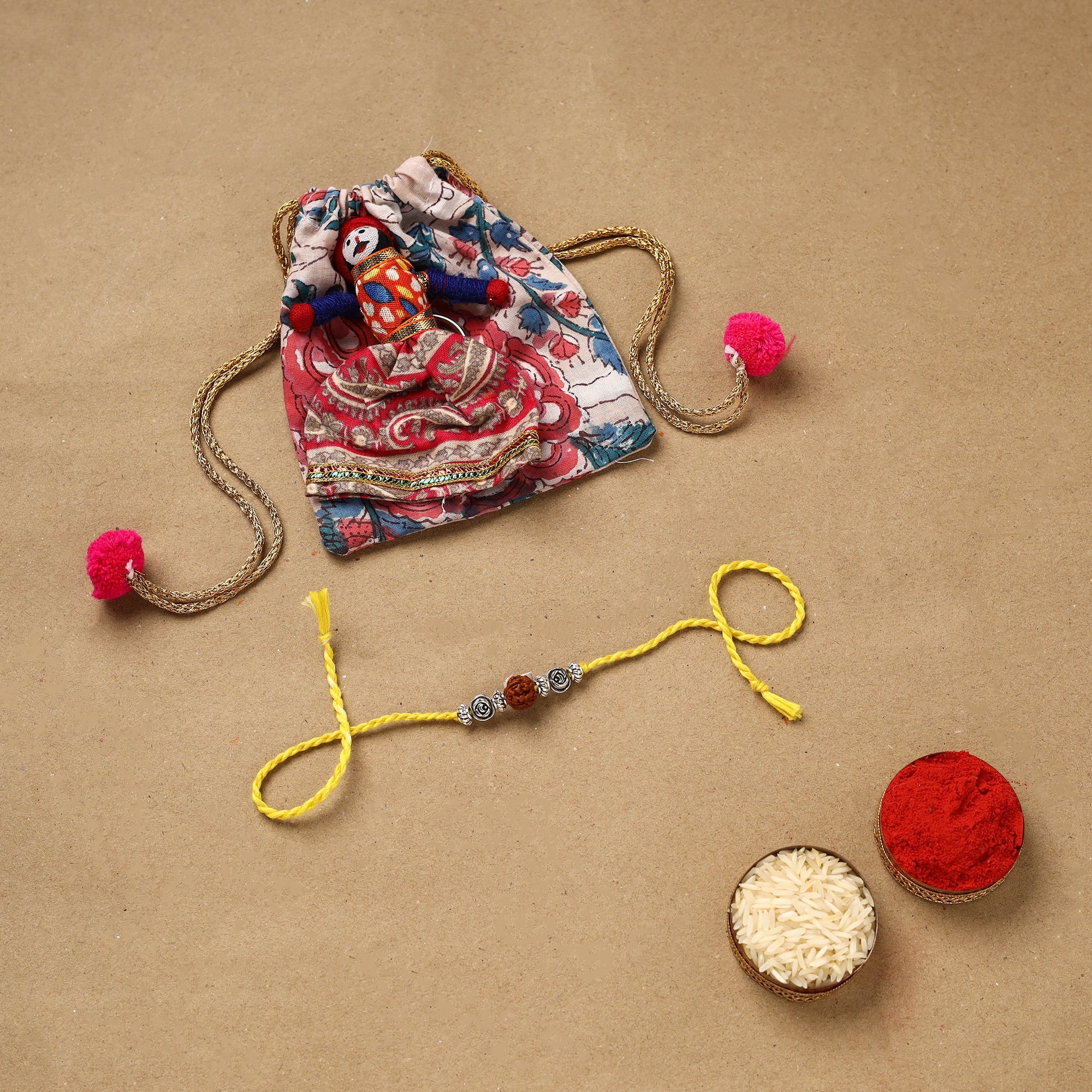 Rudraksha - Handmade German Silver Rudraksh Work Rakhi 47