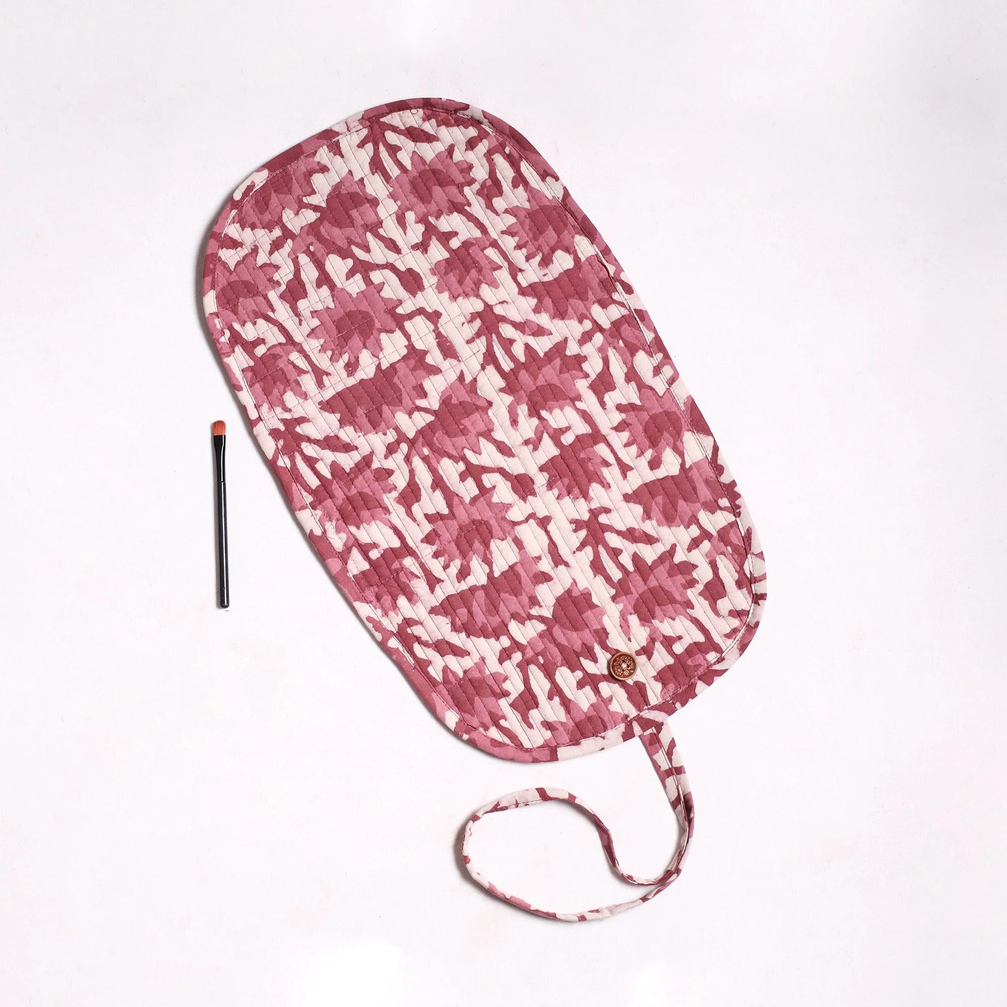 Pink - Handmade Multipurpose Segmented Make-up Brush Wrap Pouch/Case 11 - Image 3