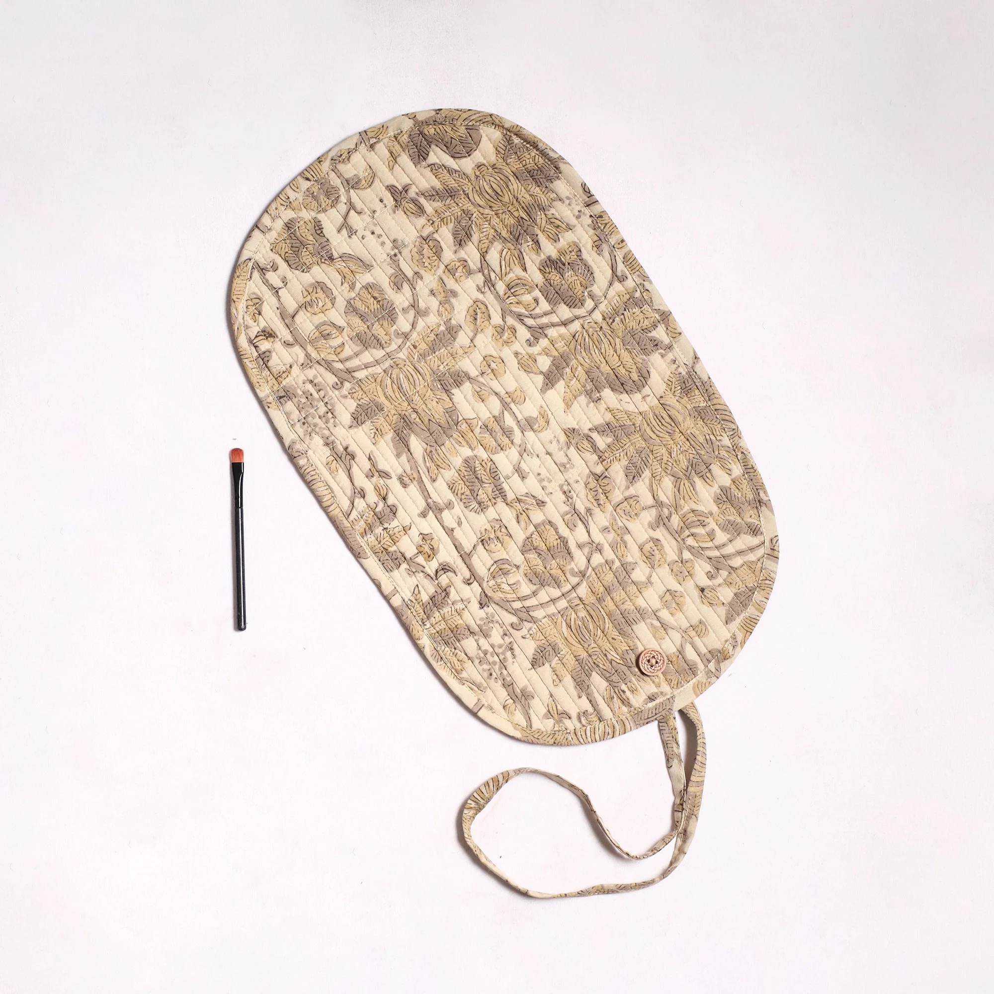 Beige - Handmade Multipurpose Segmented Make-up Brush Wrap Pouch/Case 12 - Image 3