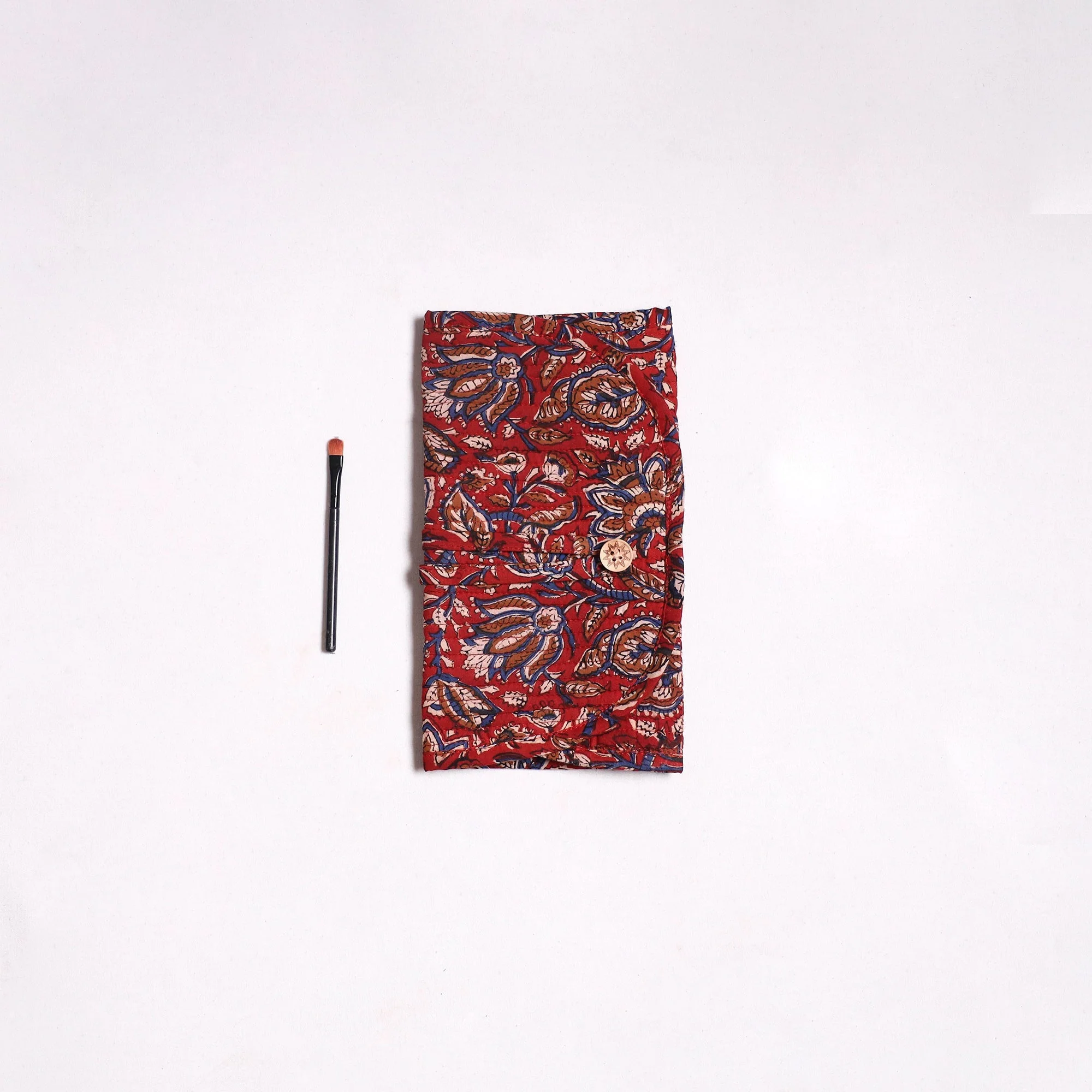 Red - Handmade Multipurpose Segmented Make-up Brush Wrap Pouch/Case 13 - Image 2