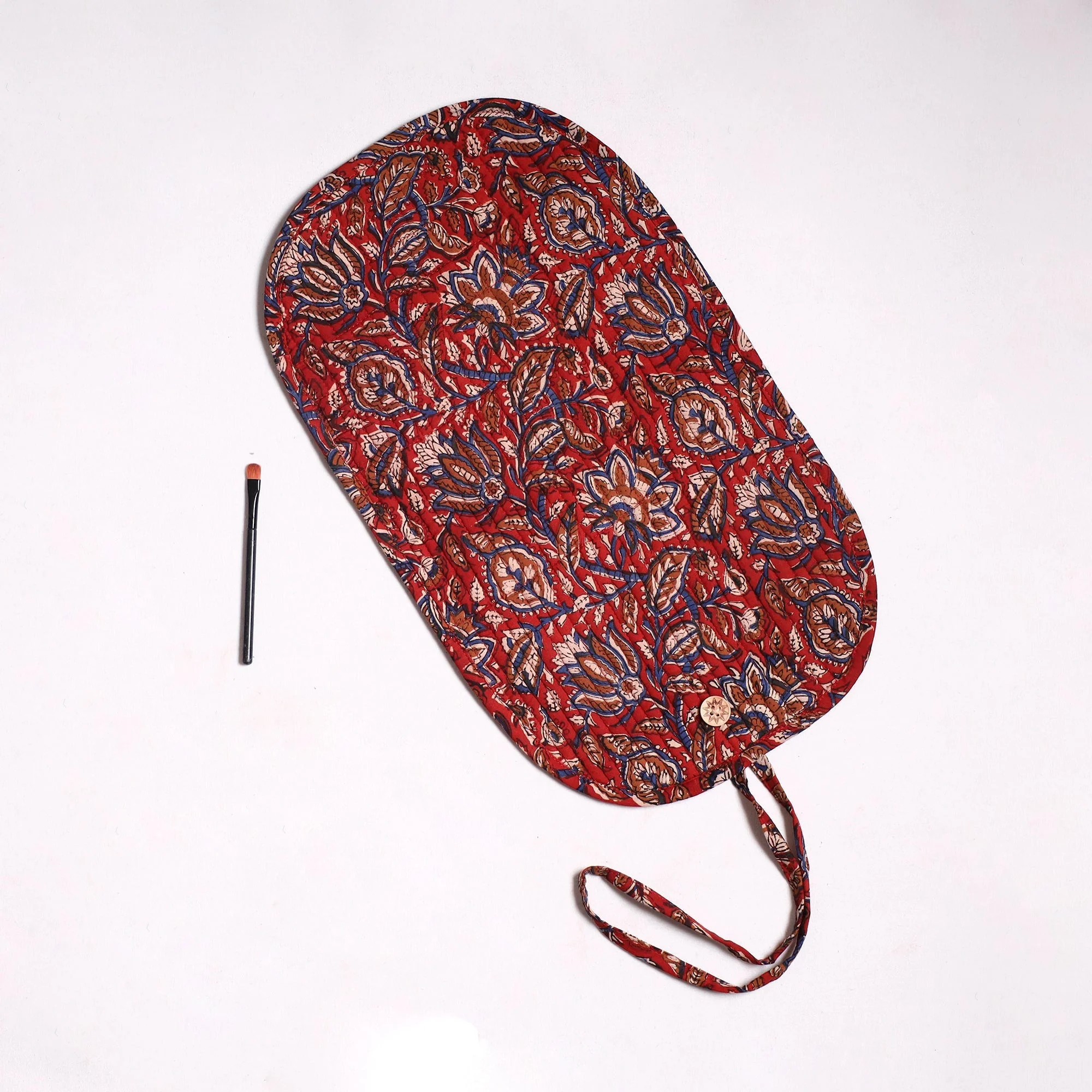 Red - Handmade Multipurpose Segmented Make-up Brush Wrap Pouch/Case 13 - Image 3