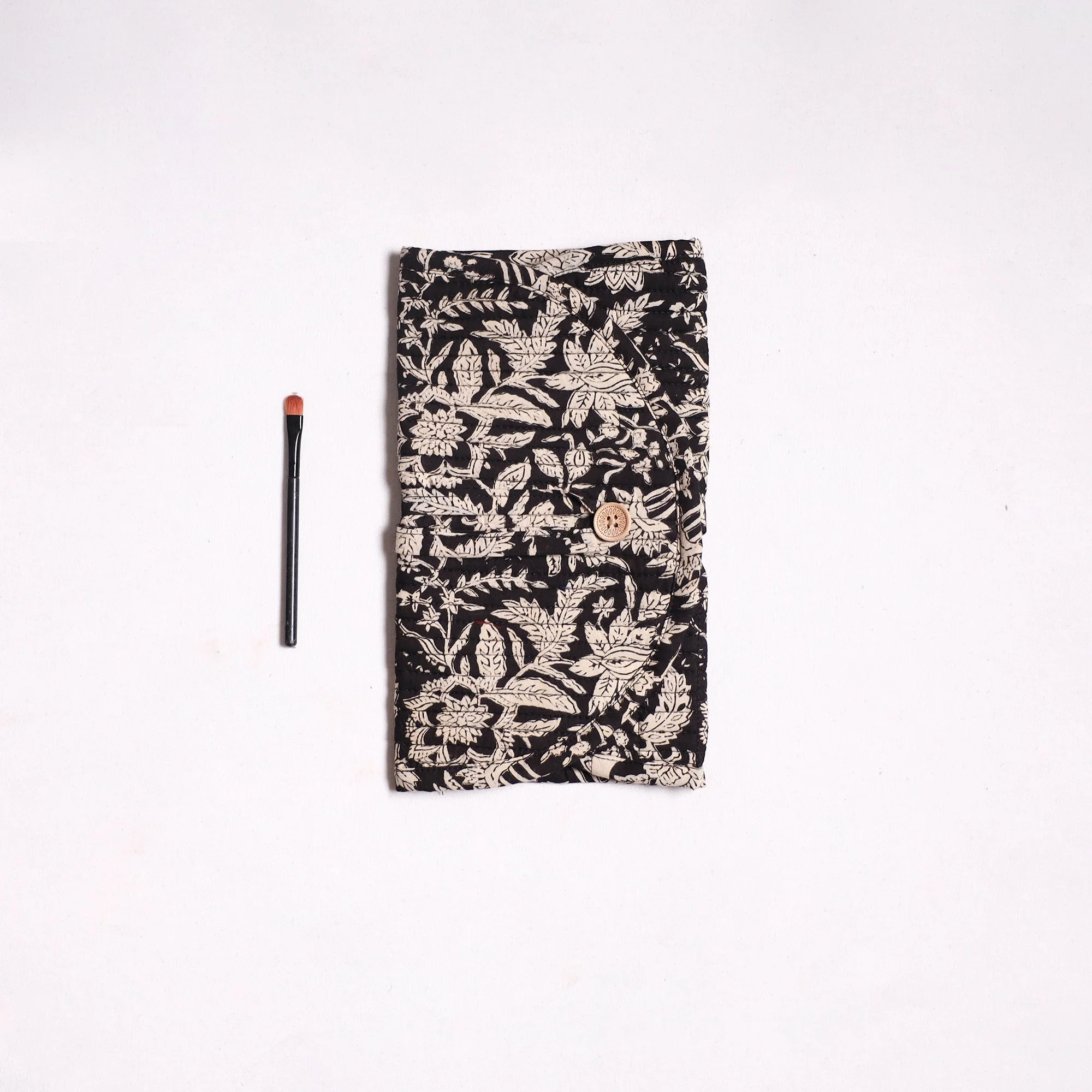 Black - Handmade Multipurpose Segmented Make-up Brush Wrap Pouch/Case 15 - Image 2