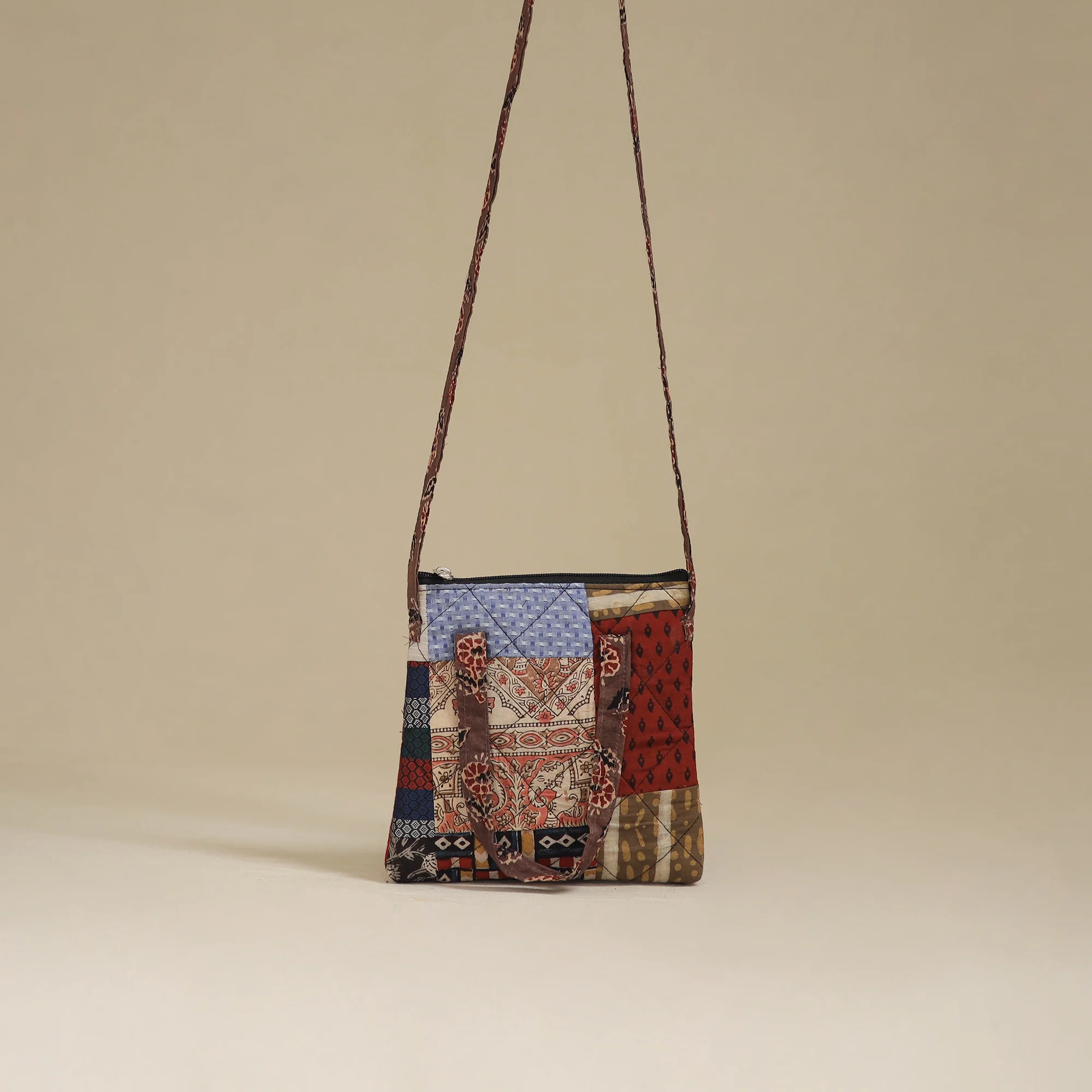 Handmade Quilted Patchwork Sling Bag 08 - Image 2