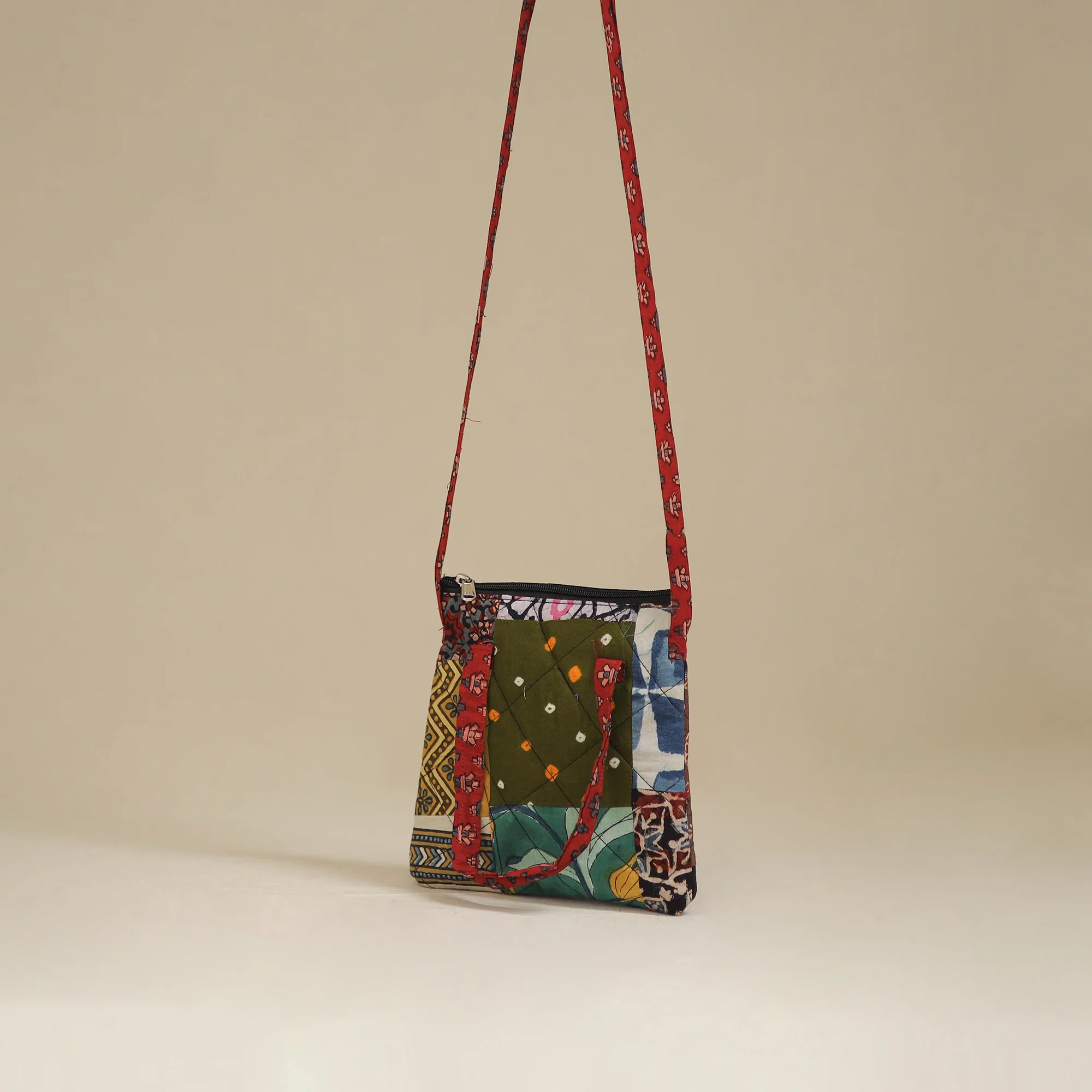 Handmade Quilted Patchwork Sling Bag 10 - Image 3