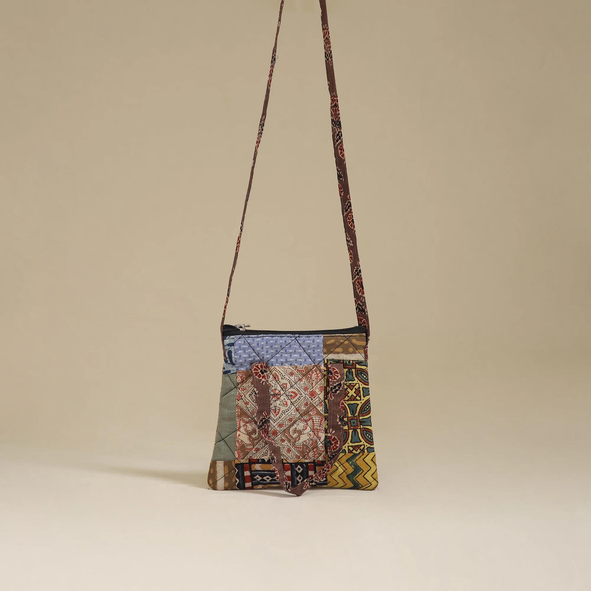 Handmade Quilted Patchwork Sling Bag 14 - Image 2