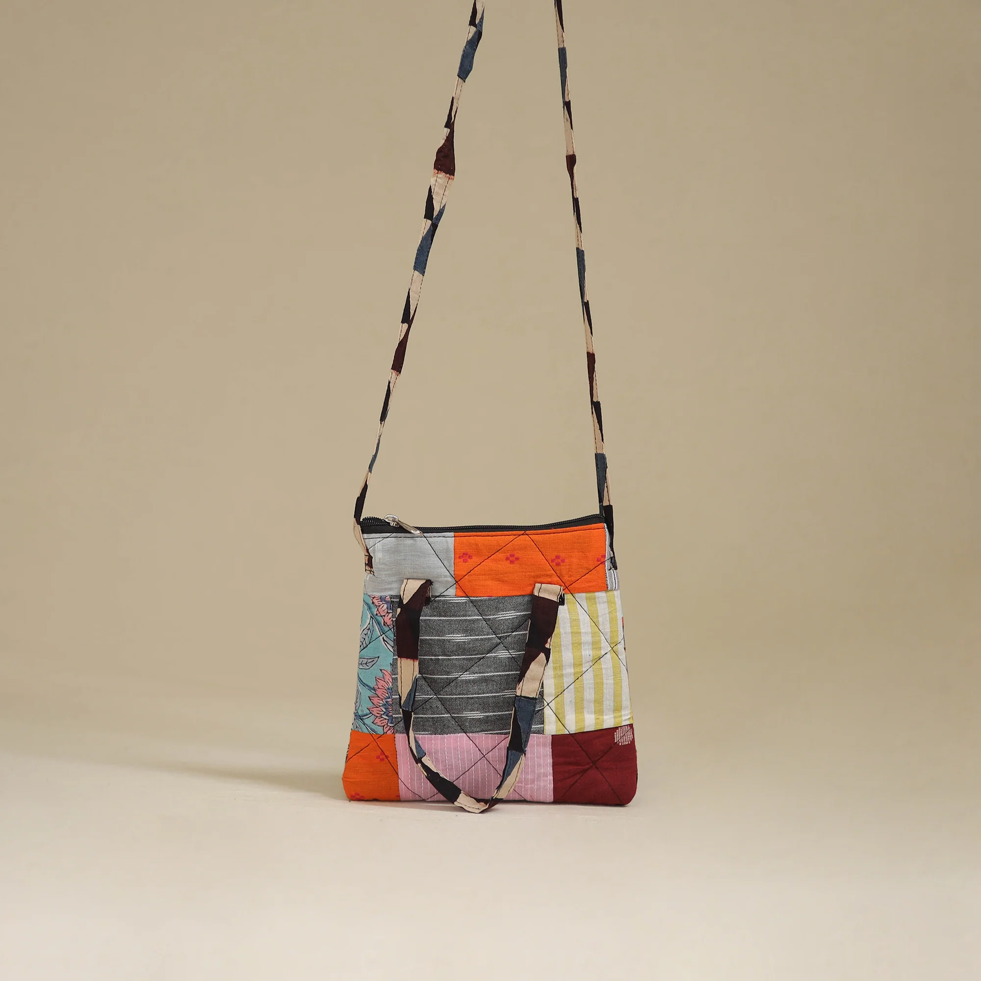 Handmade Quilted Patchwork Sling Bag 17 - Image 2