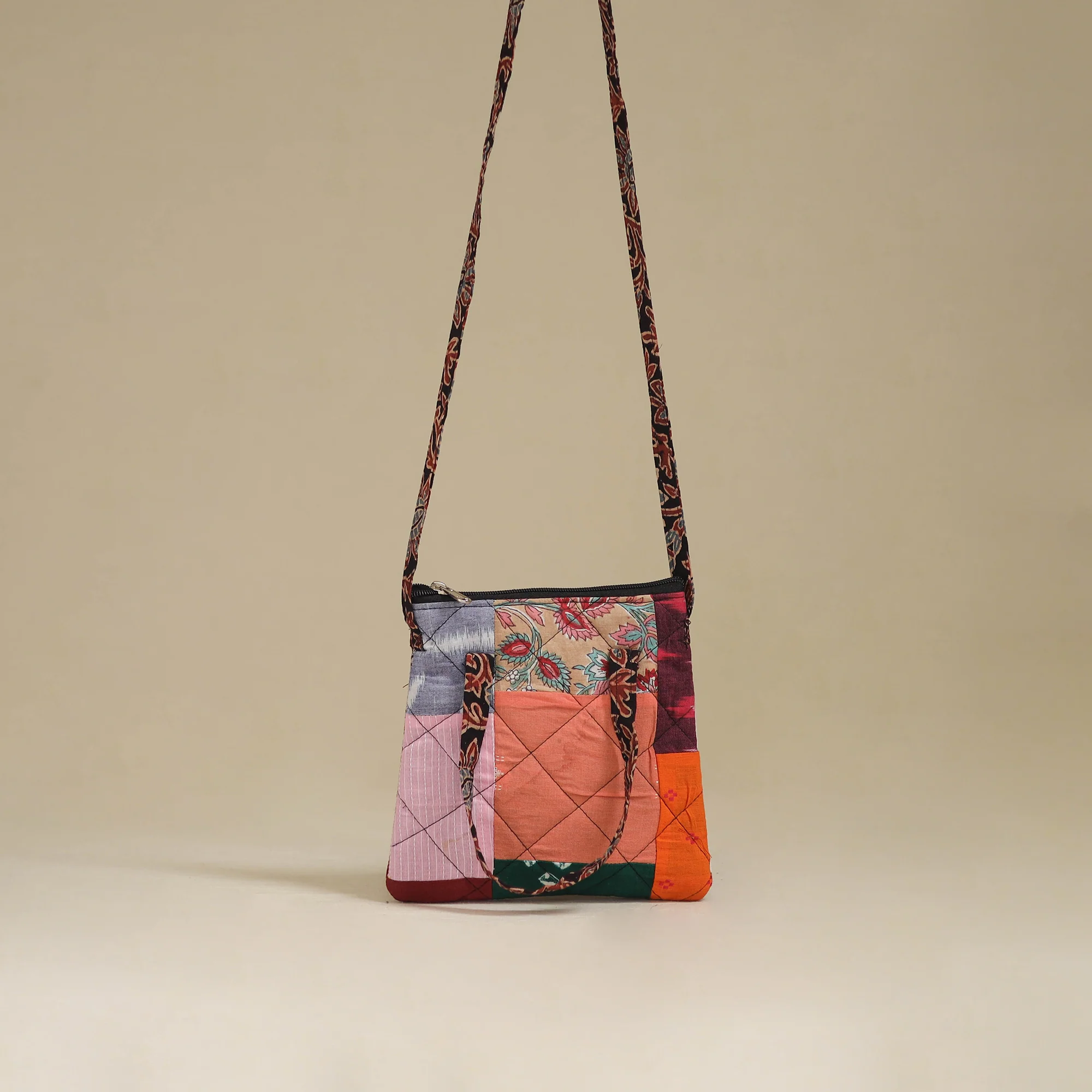Handmade Quilted Patchwork Sling Bag 22 - Image 2