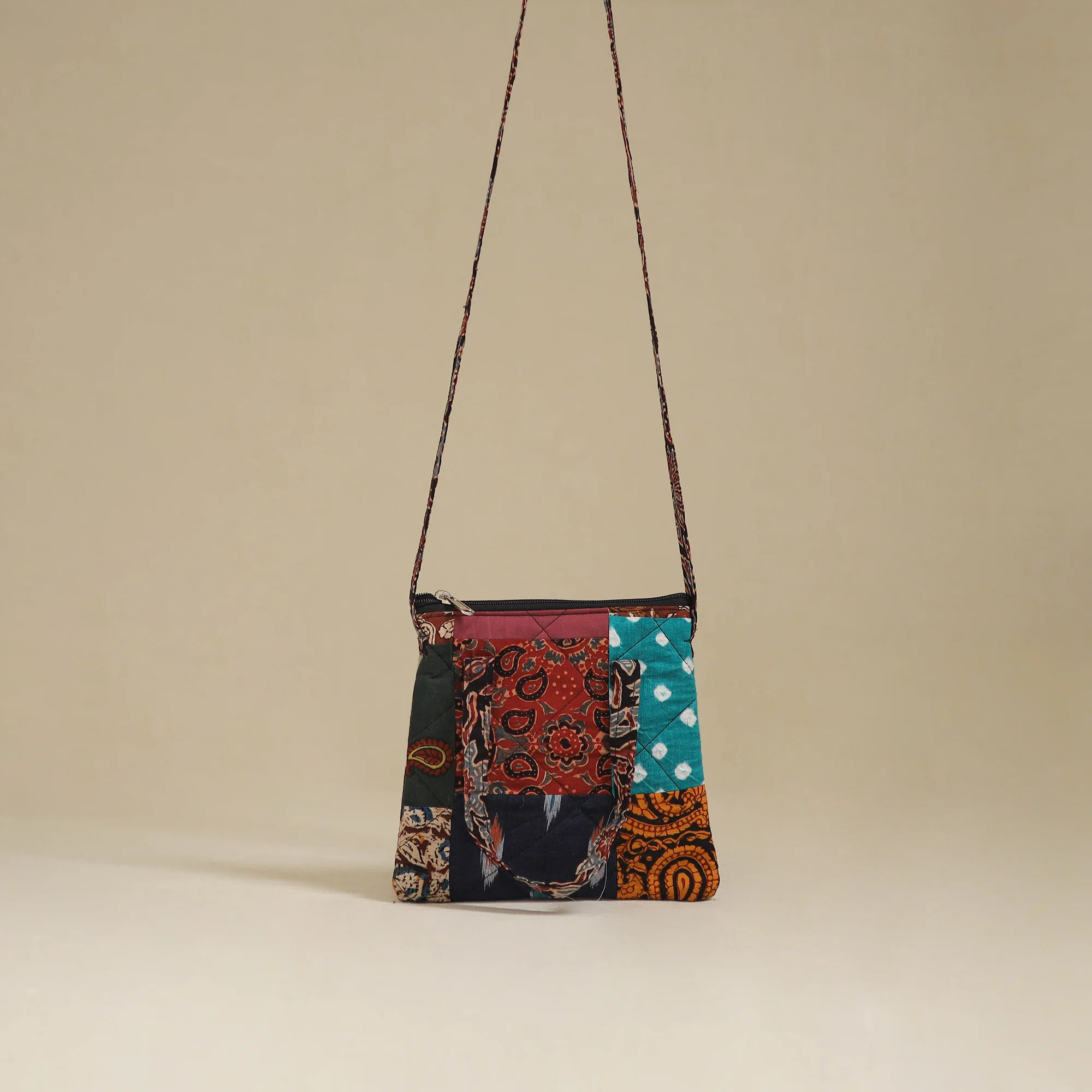 Handmade Quilted Patchwork Sling Bag 25 - Image 2