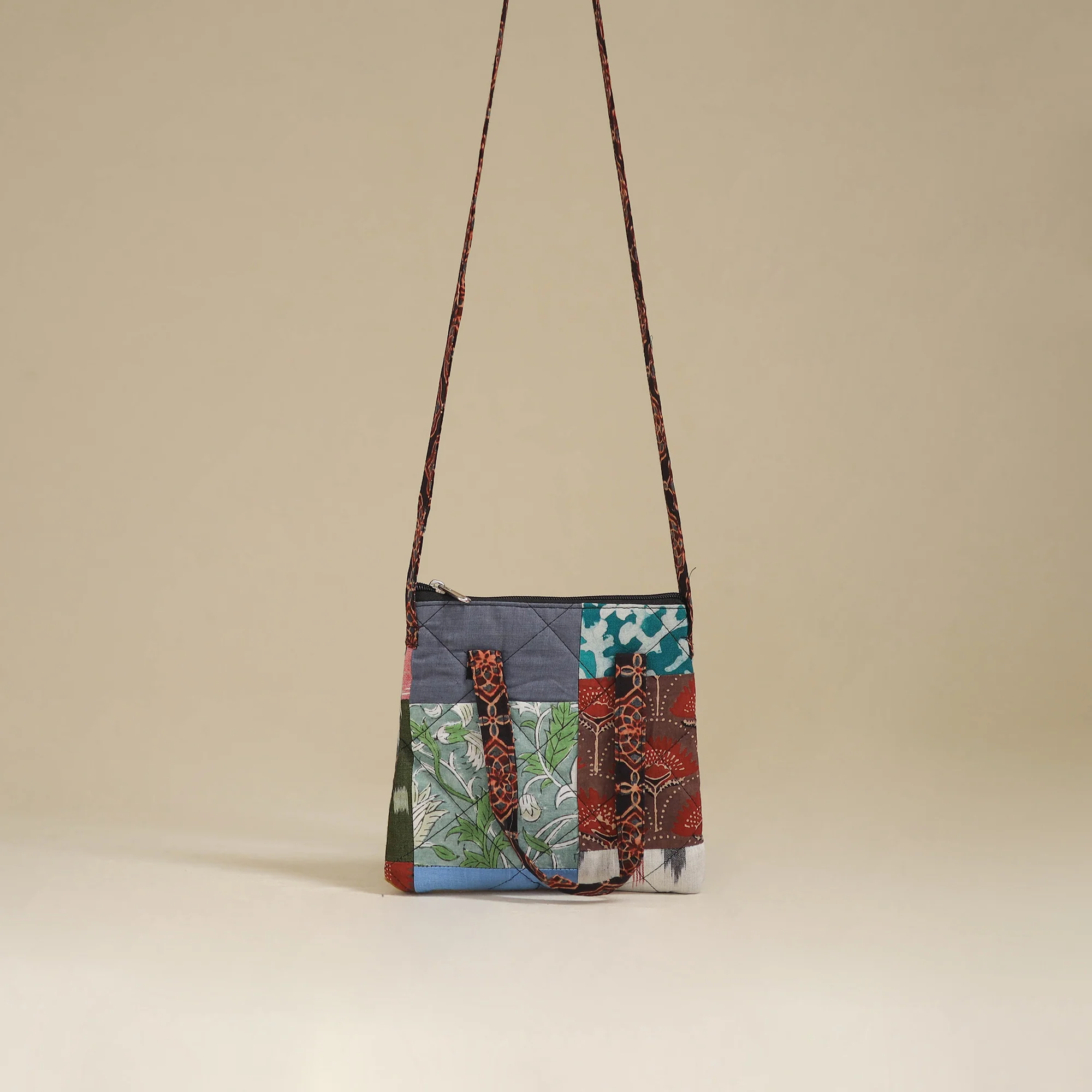 Handmade Quilted Patchwork Sling Bag 26 - Image 2
