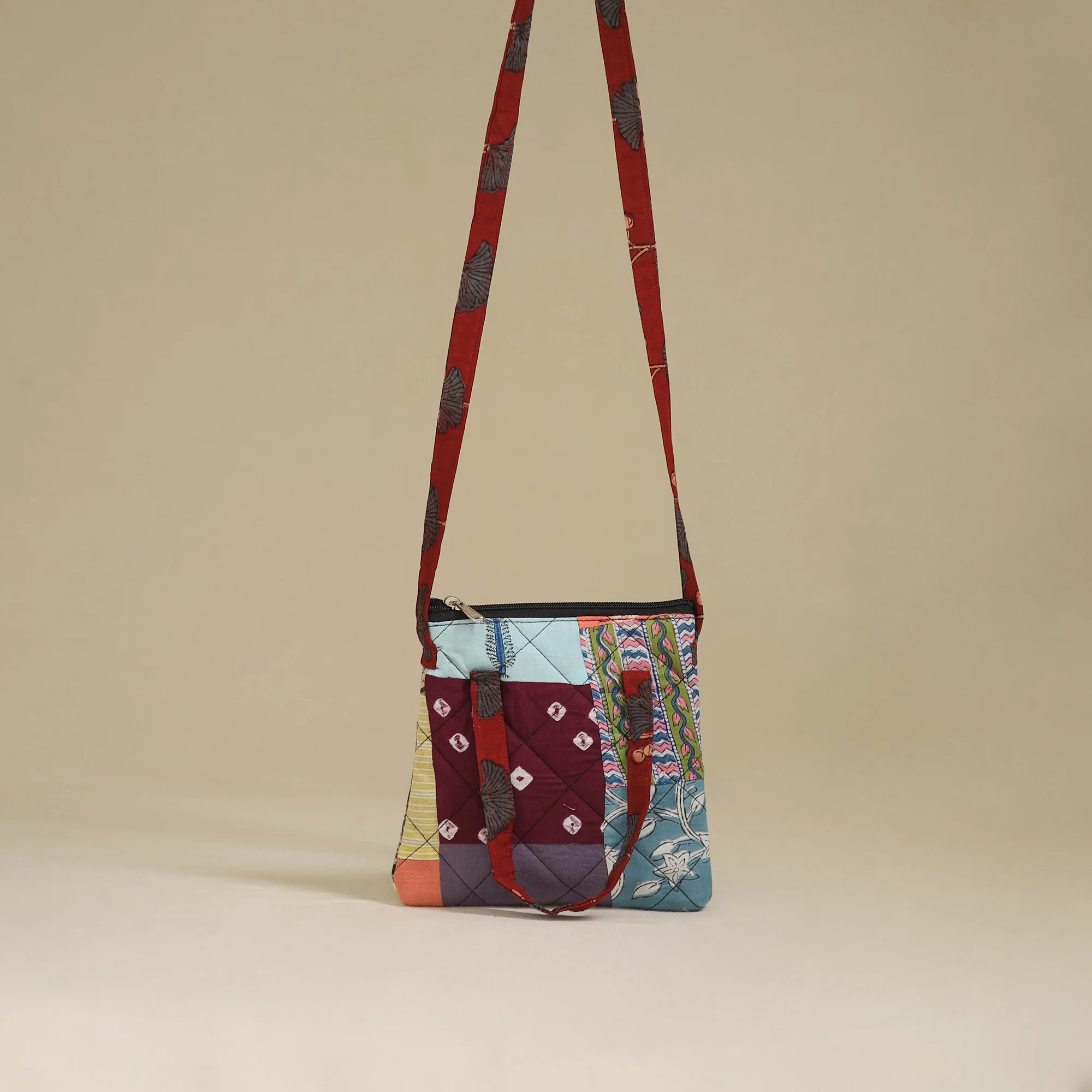 Handmade Quilted Patchwork Sling Bag 31 - Image 2