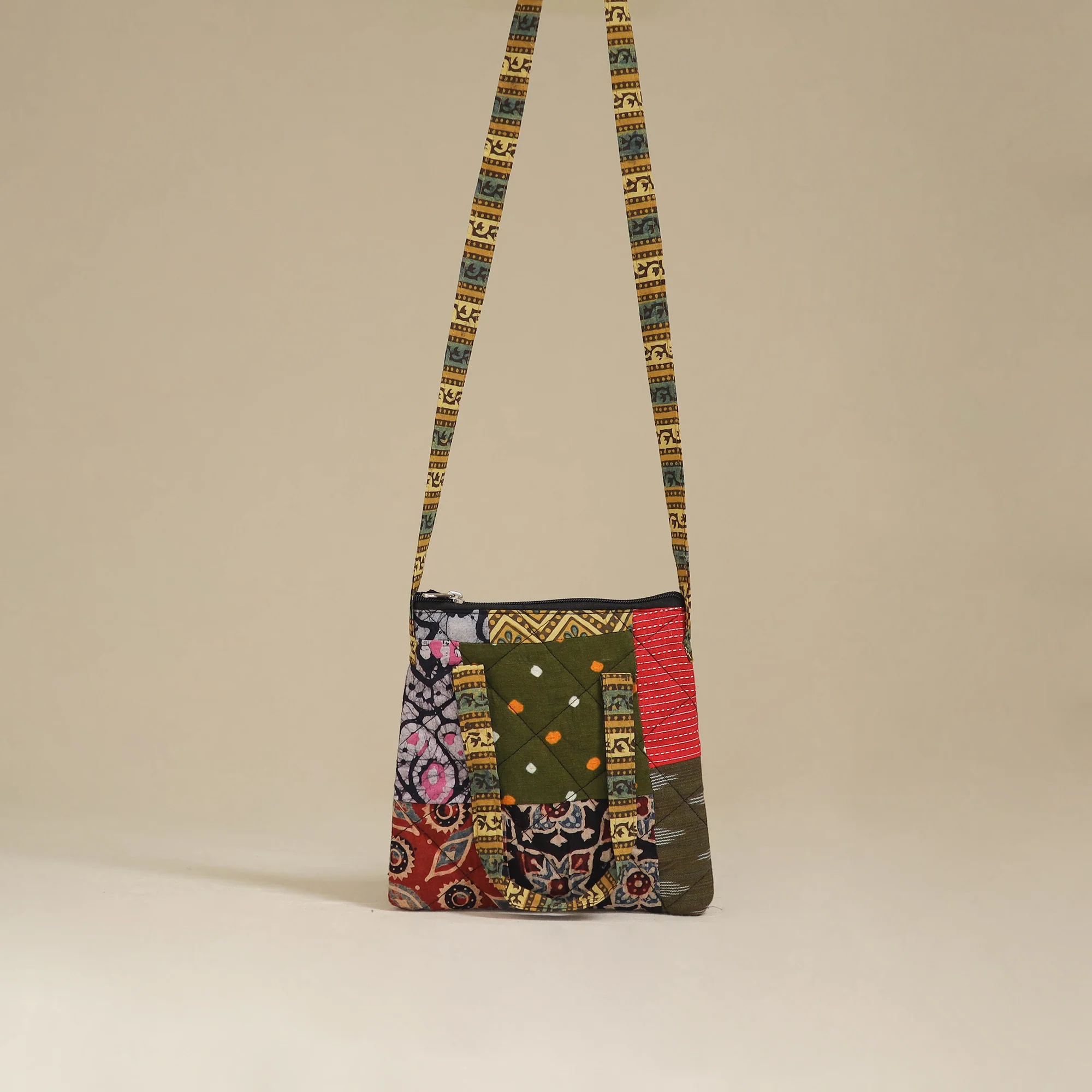 Handmade Quilted Patchwork Sling Bag 37 - Image 2