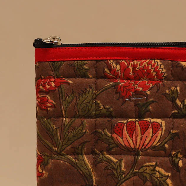 Brown - Handmade Quilted Utility Pouch 07 - Image 3