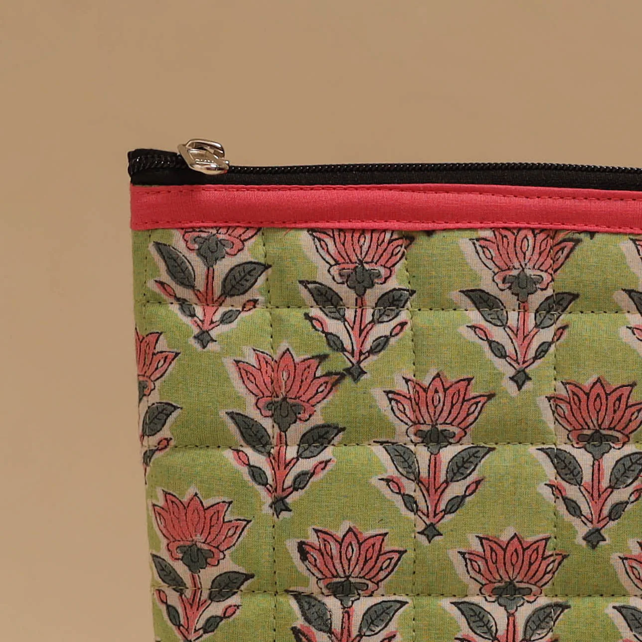 Green - Handmade Quilted Utility Pouch 10 - Image 3