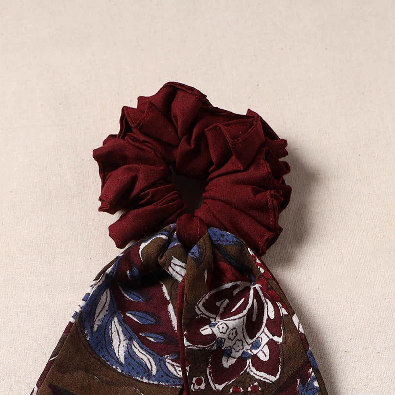 Maroon - Handmade Rubber Band/Scarf Scrunchie 01 - Image 2