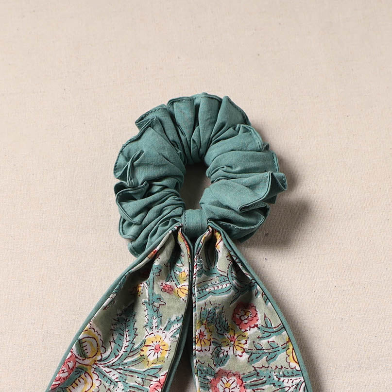 Green - Handmade Rubber Band/Scarf Scrunchie 21 - Image 2