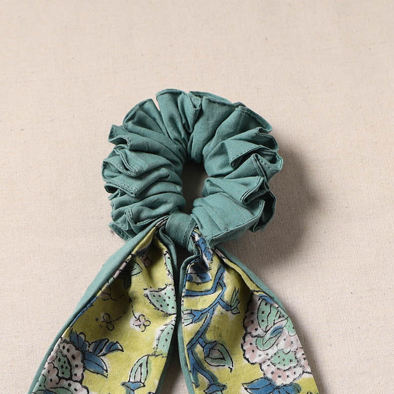 Green - Handmade Rubber Band/Scarf Scrunchie 28 - Image 2