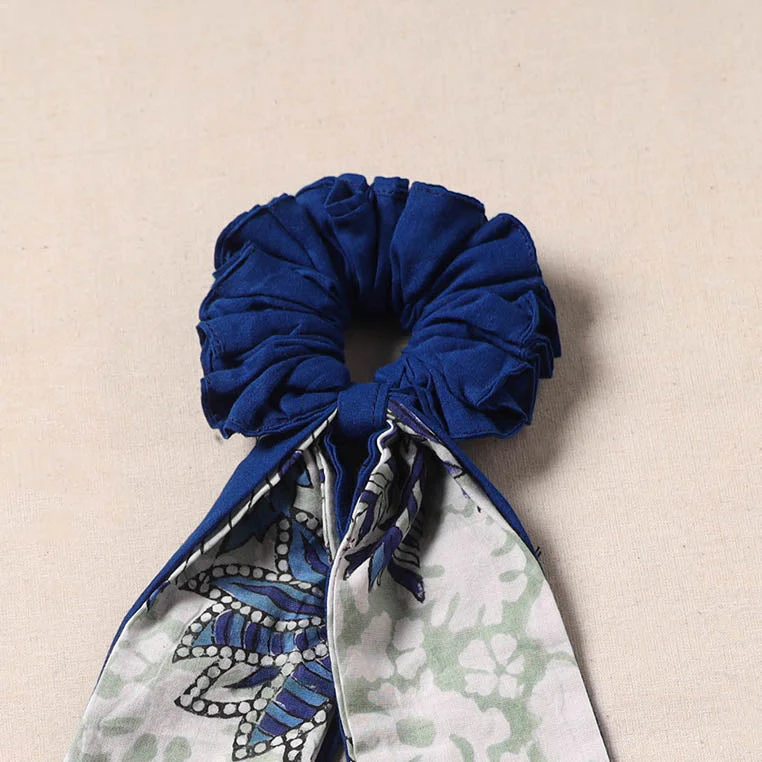 Blue - Handmade Rubber Band/Scarf Scrunchie 58 - Image 2